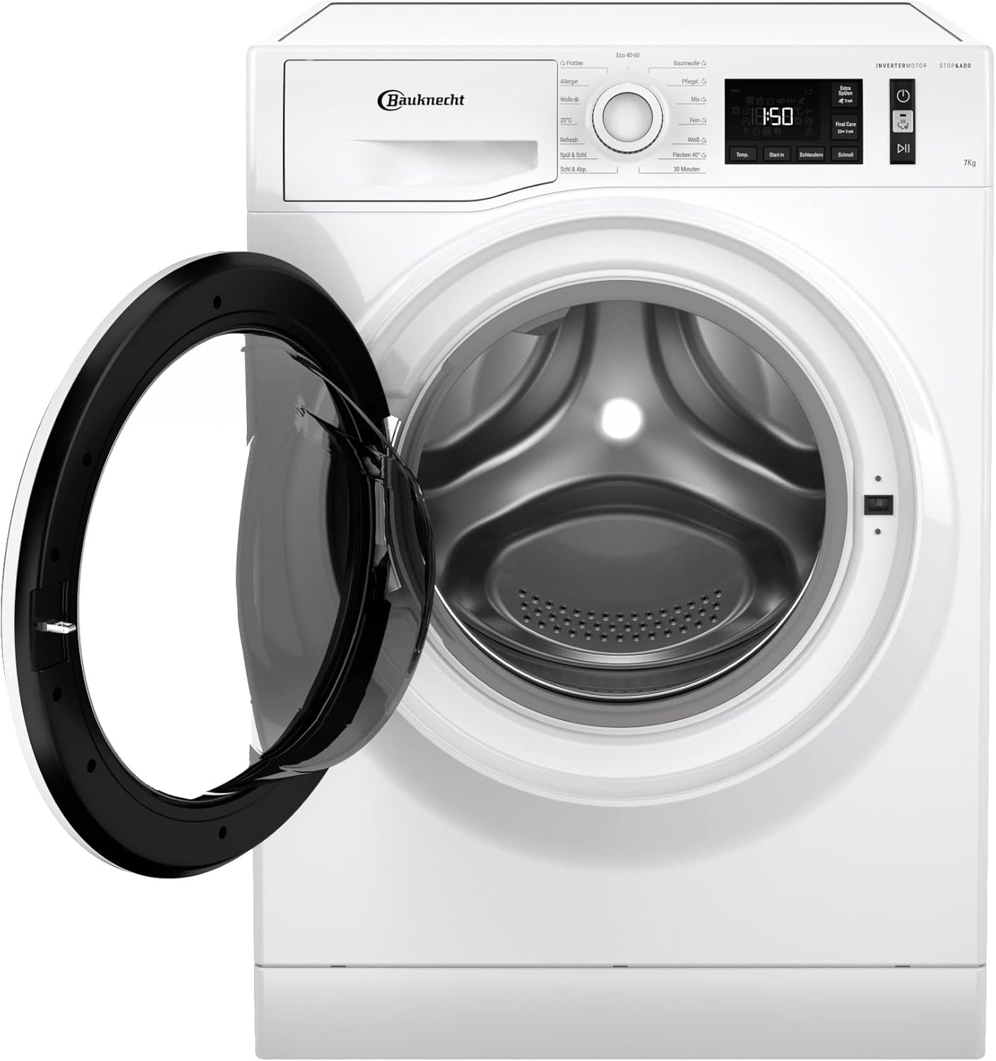 Bauknecht W Active 711 B Waschmaschine-Frontlader/ 7kg/ 1400 U/min/Kraftvolle Fleckentfernung/Dampf Programme/Steam Hygiene mit Antivirus/Steam Refresh/Stopp&Add Funktion/Dynamic Inverter-Motor