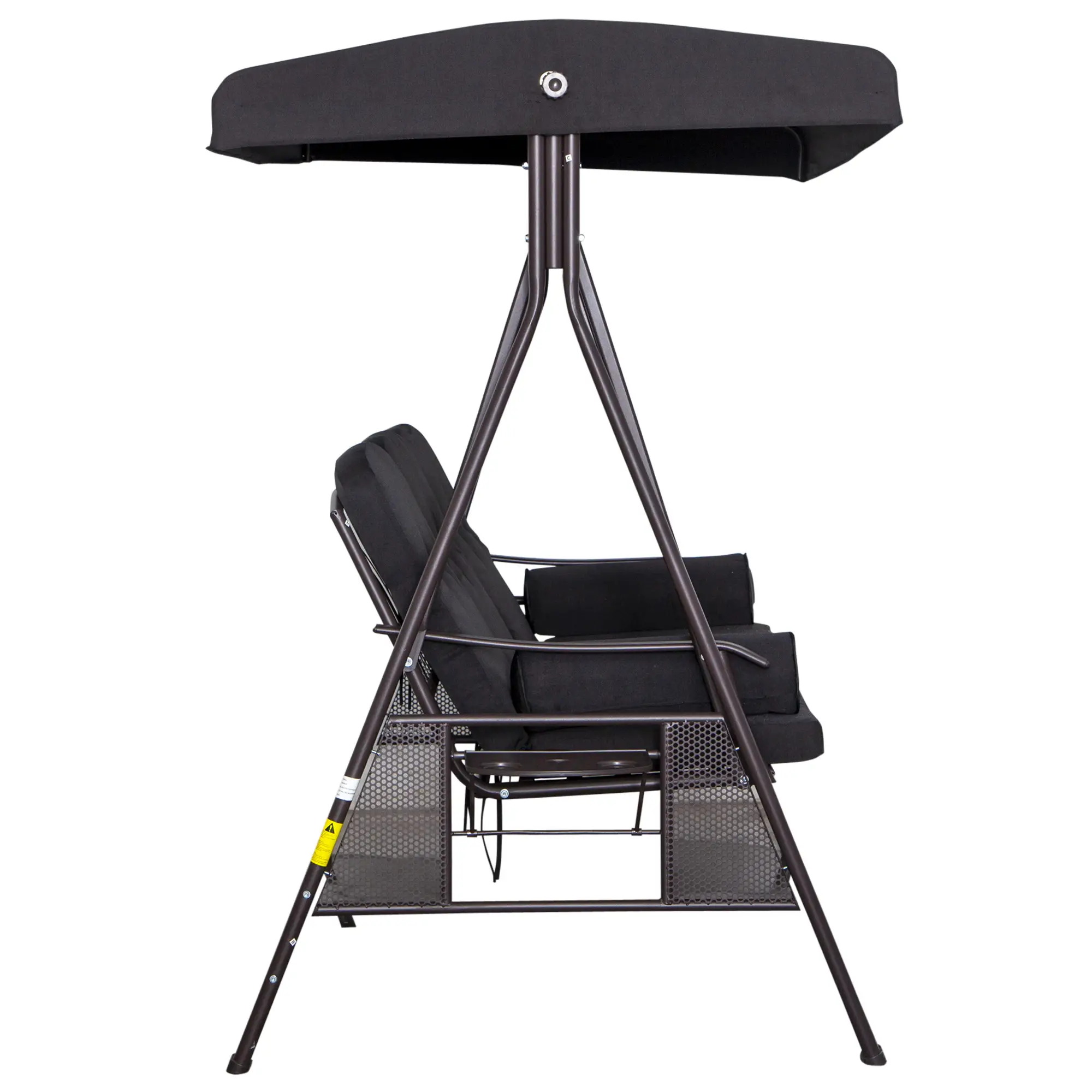 Outsunny 3-Sitzer Hollywoodschaukel mit Sonnendach & Kissen – Schwarz