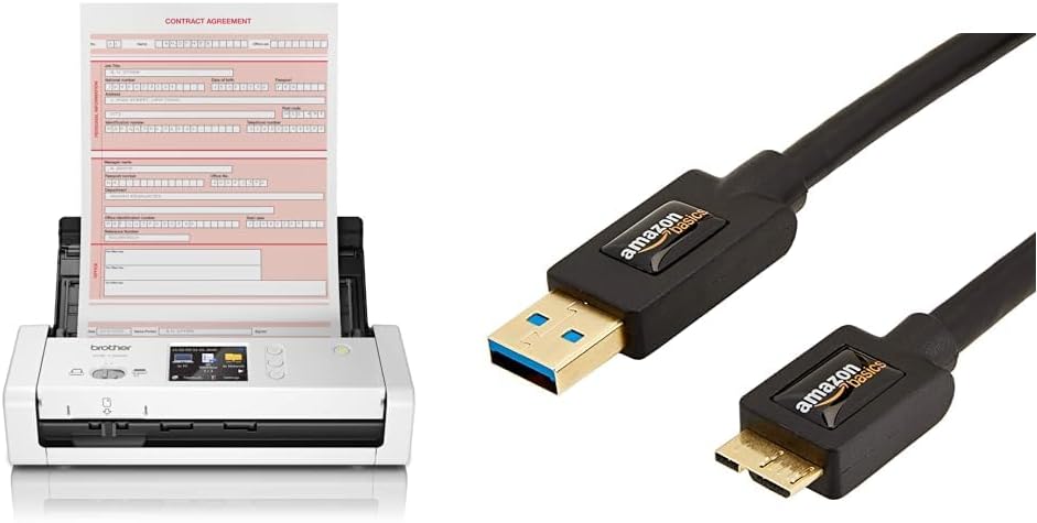 Brother ADS-1700W Kompakter und intelligenter Dokumentenscanner | Dokumentenzuführung | Automatisches Scannen | Wi-Fi/Wi-Fi Direct, Weiß/Schwarz