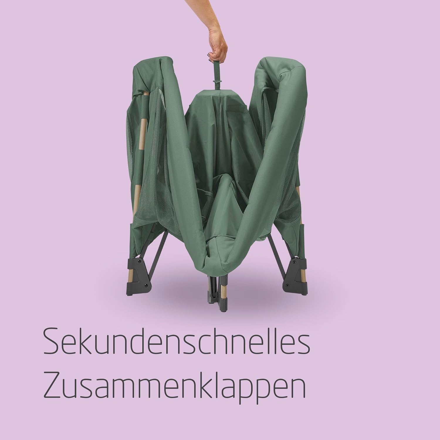 Maxi-Cosi Swift 3-in-1 Reisebett Baby, Babywiege, 0–3,5 Jahre, bis zu 15 kg, Reisebett höhenverstellbar, 2-in-1-Matratze, ultraleicht, in 1 Sekunde klappbar, Reisetasche, Eco Care, Beyond Grey