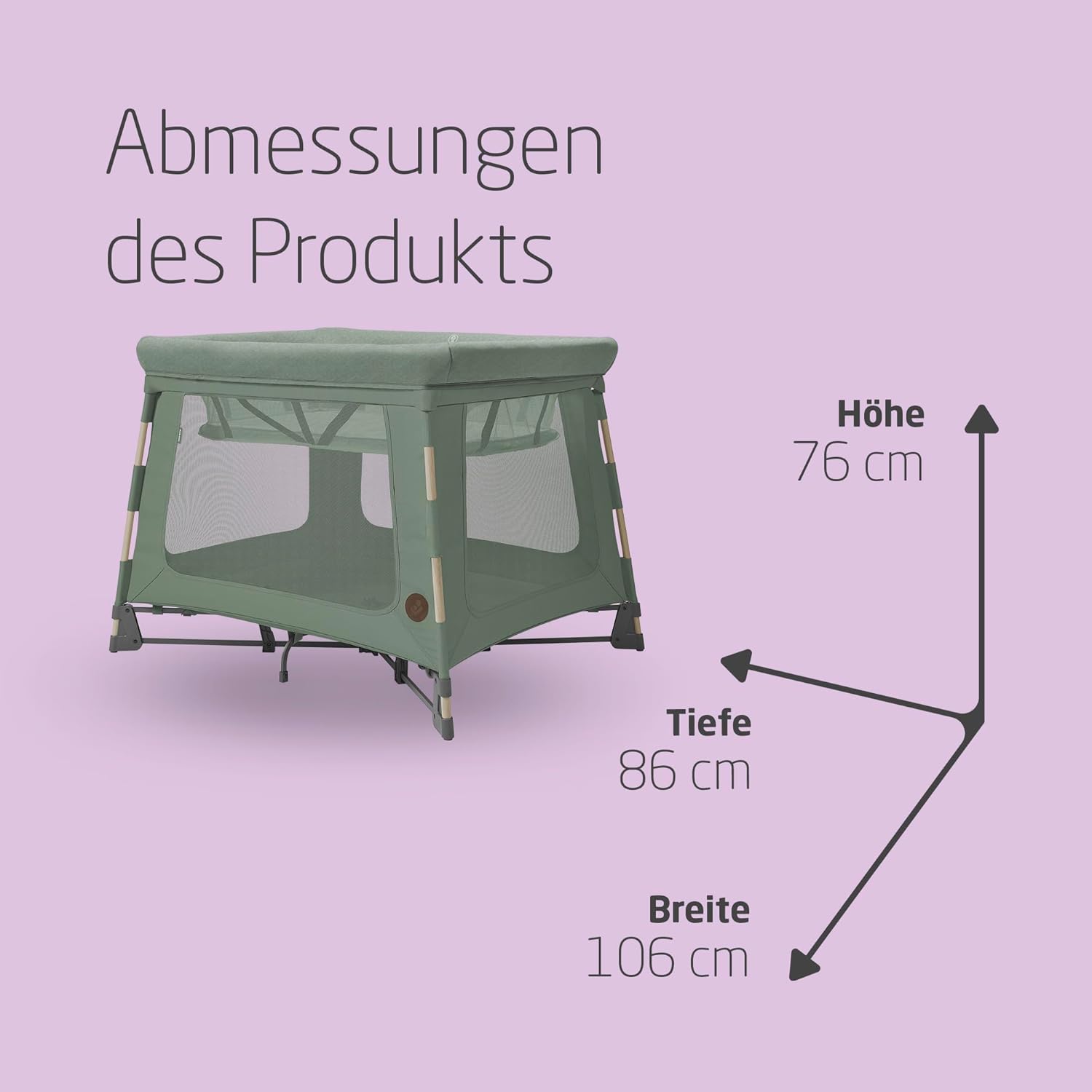 Maxi-Cosi Swift 3-in-1 Reisebett Baby, Babywiege, 0–3,5 Jahre, bis zu 15 kg, Reisebett höhenverstellbar, 2-in-1-Matratze, ultraleicht, in 1 Sekunde klappbar, Reisetasche, Eco Care, Beyond Grey