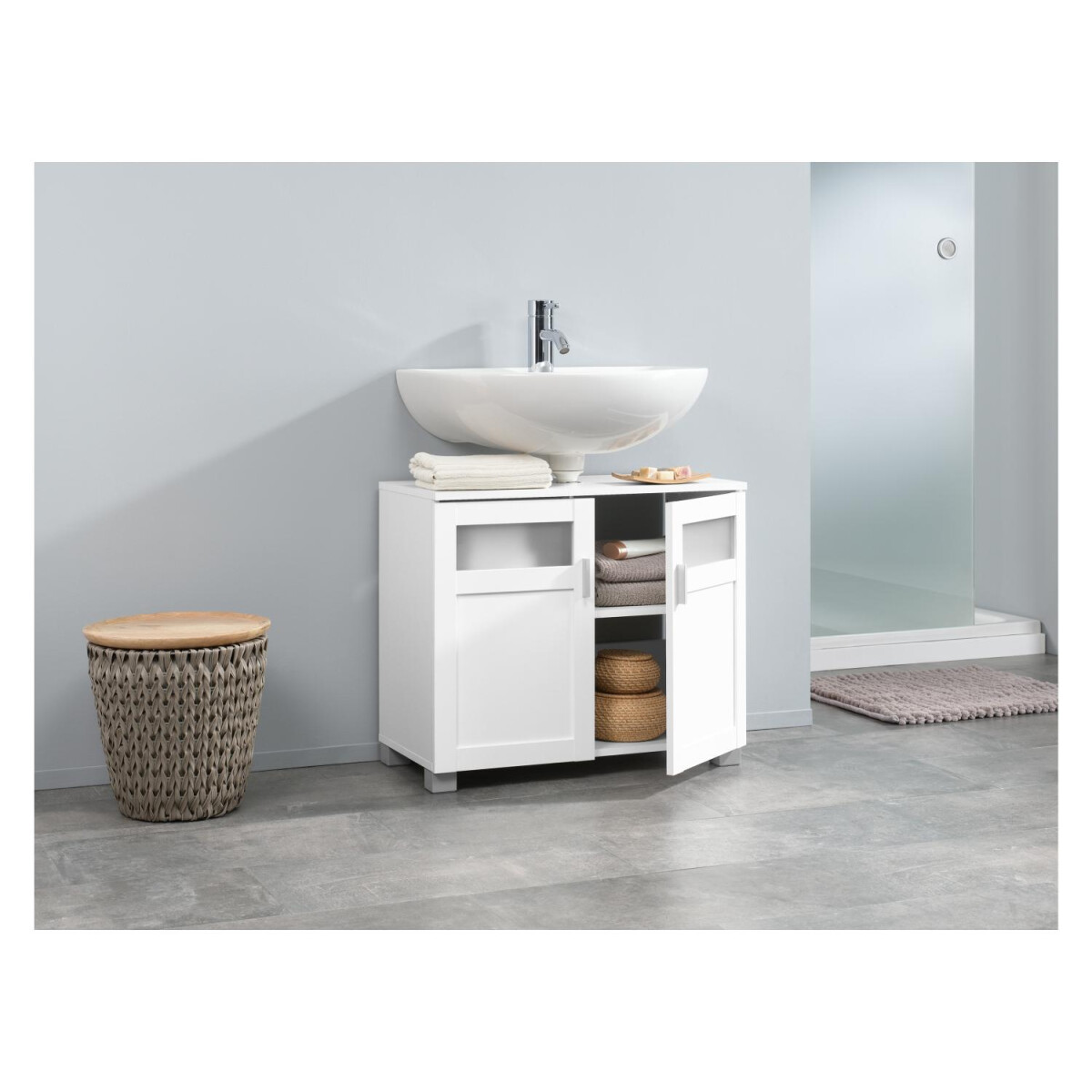 LIVARNO home Waschbeckenunterschrank »Basel«, mit Siphonausschnitt - B-Ware sehr gut
