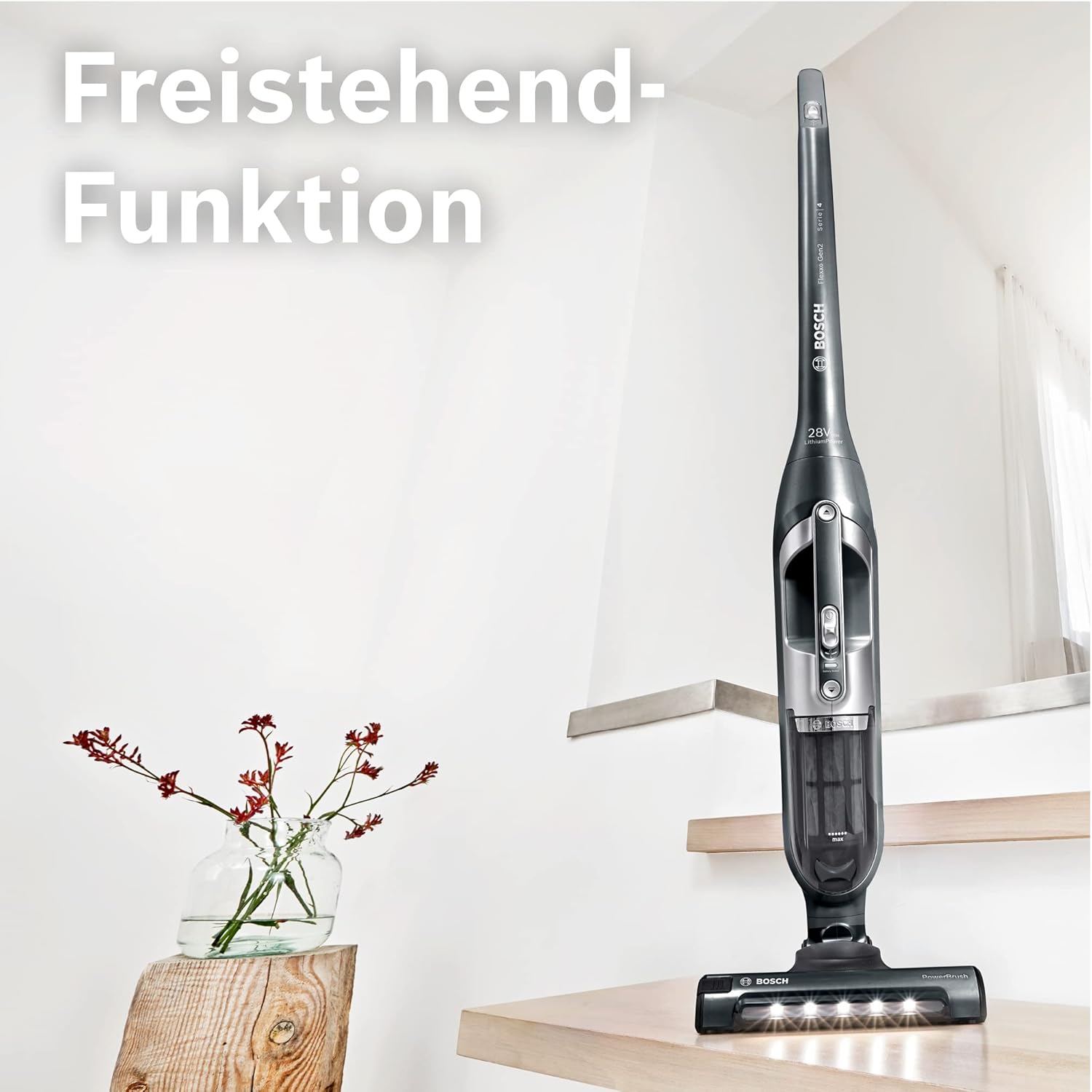 Bosch Akku-Staubsauger Flexxo 2in1 Serie 4 BBH32101, kabelloser Handstaubsauger, beutellos, hohe Saugleistung, Lange Laufzeit, Kurze Ladezeit, Fugendüse, alle Bodenarten, schwarz