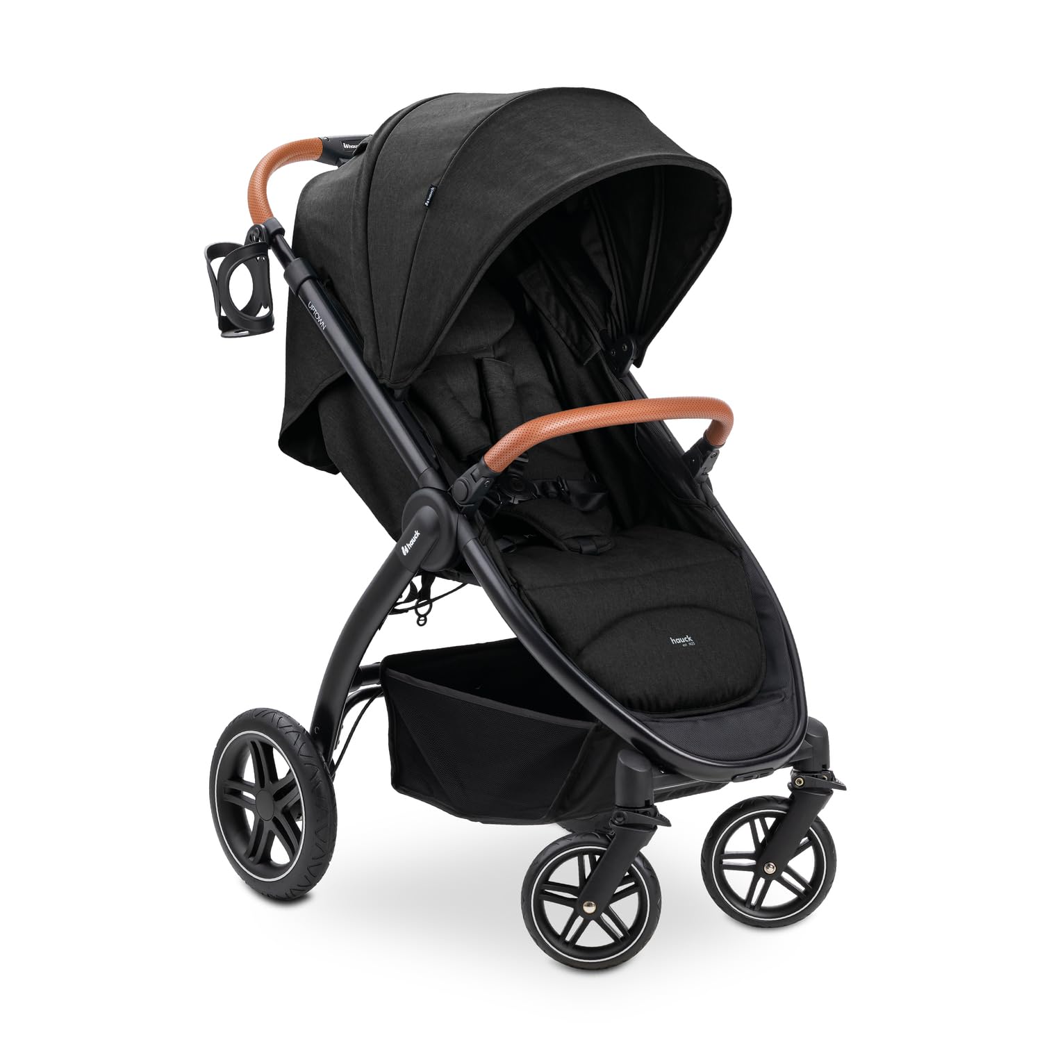 Hauck Uptown Kinderwagen Melange Rose – Kinderwagen für jedes Gelände, extra großer Sitz, flache Liegeposition, Gummiräder, Federung, kompakt und einfach zusammenklappbar, mit Regenschutz