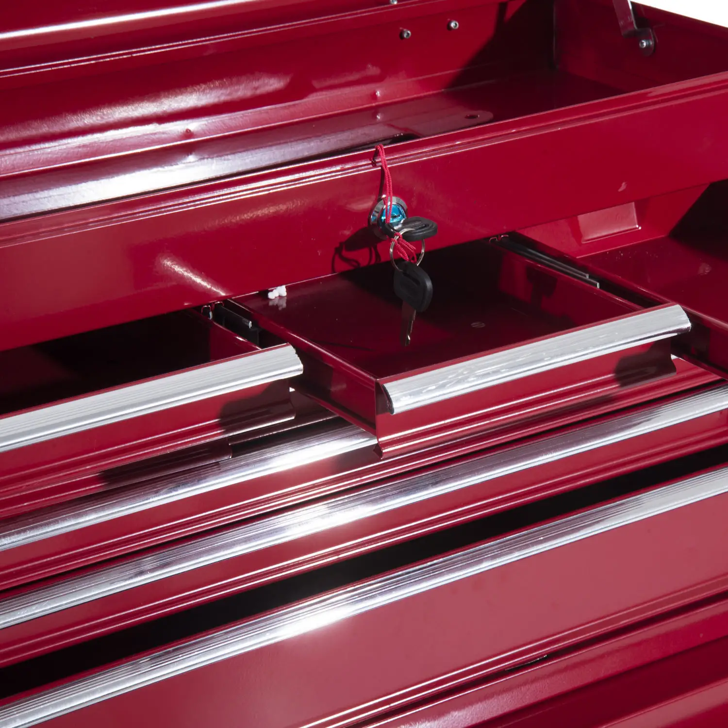 HOMCOM Werkzeugwagen Werkstattwagen 16 Schubladen abschließbar mobil