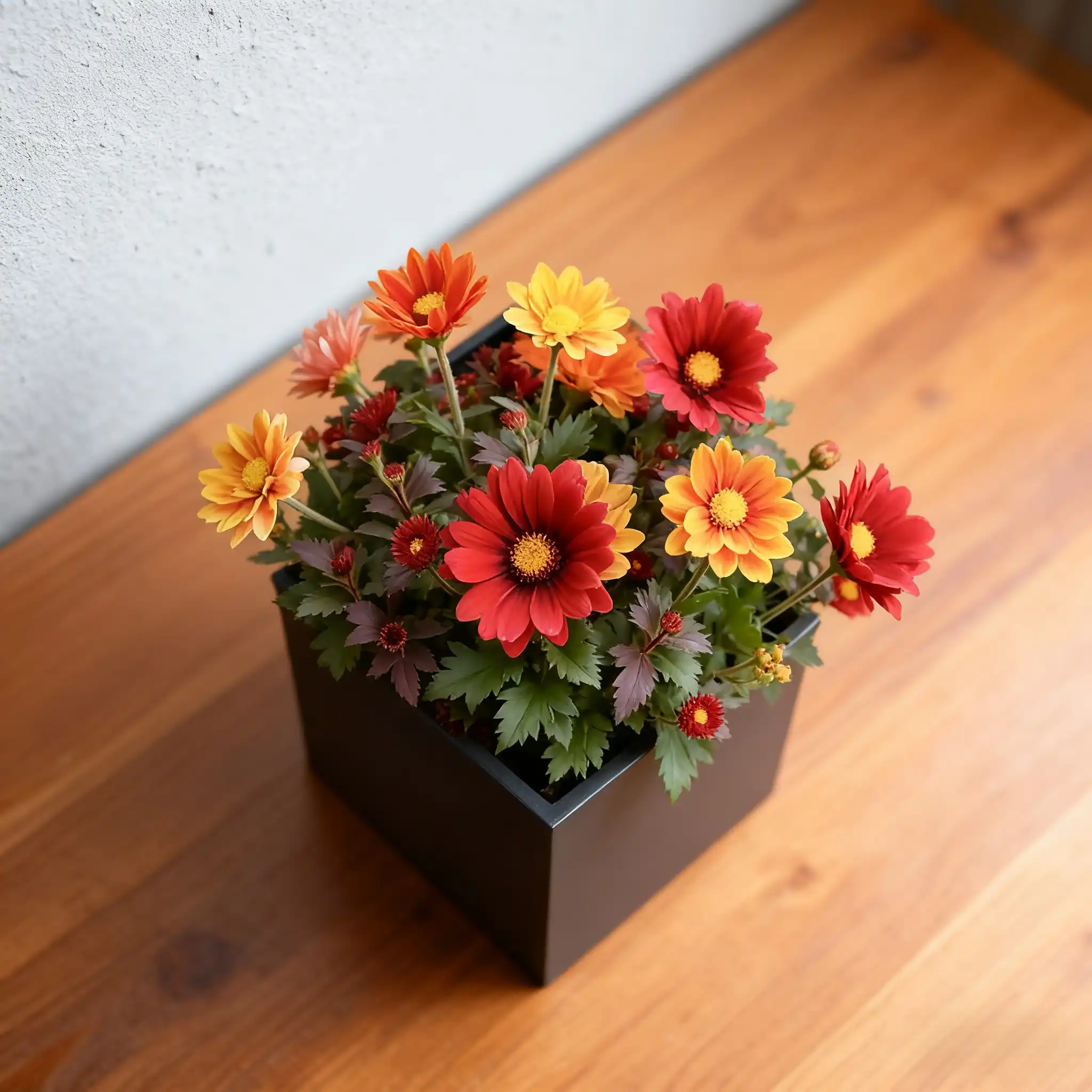 IDEALIST Lite Moderner Blumenkasten, quadratisch, für den Garten, Pflanzgefäß, schwarzer heller Beton, Pflanztopf für den Außenbereich, H25 L25 B25 cm, 16 l