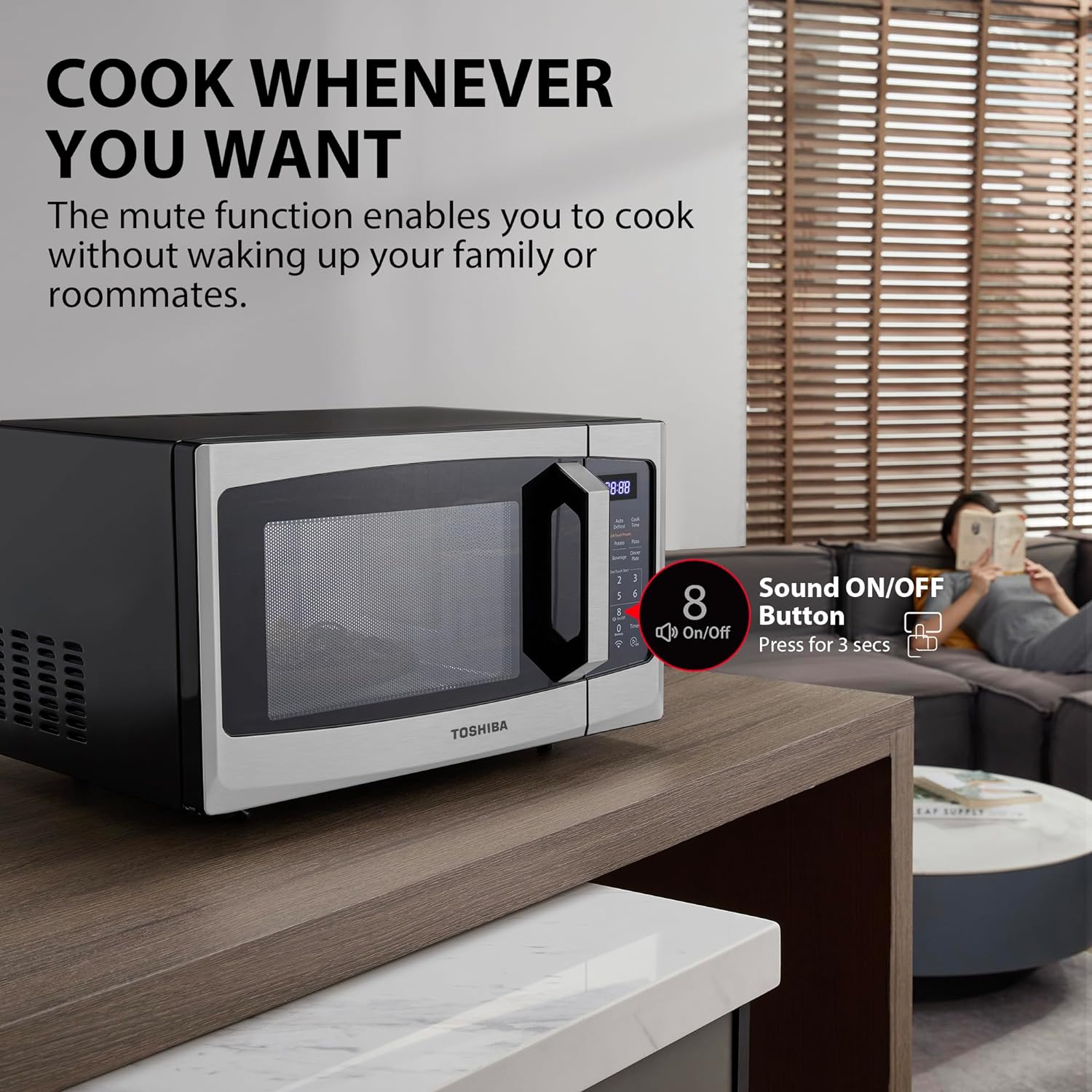 2025 TOSHIBA 4-in-1 ML-EC42P(SS) Mikrowellenherd für die Arbeitsplatte, Smart Sensor, Konvektion, Heißluftfritteuse-Kombination, Stummschaltfunktion, Positionsspeicher, 13,6