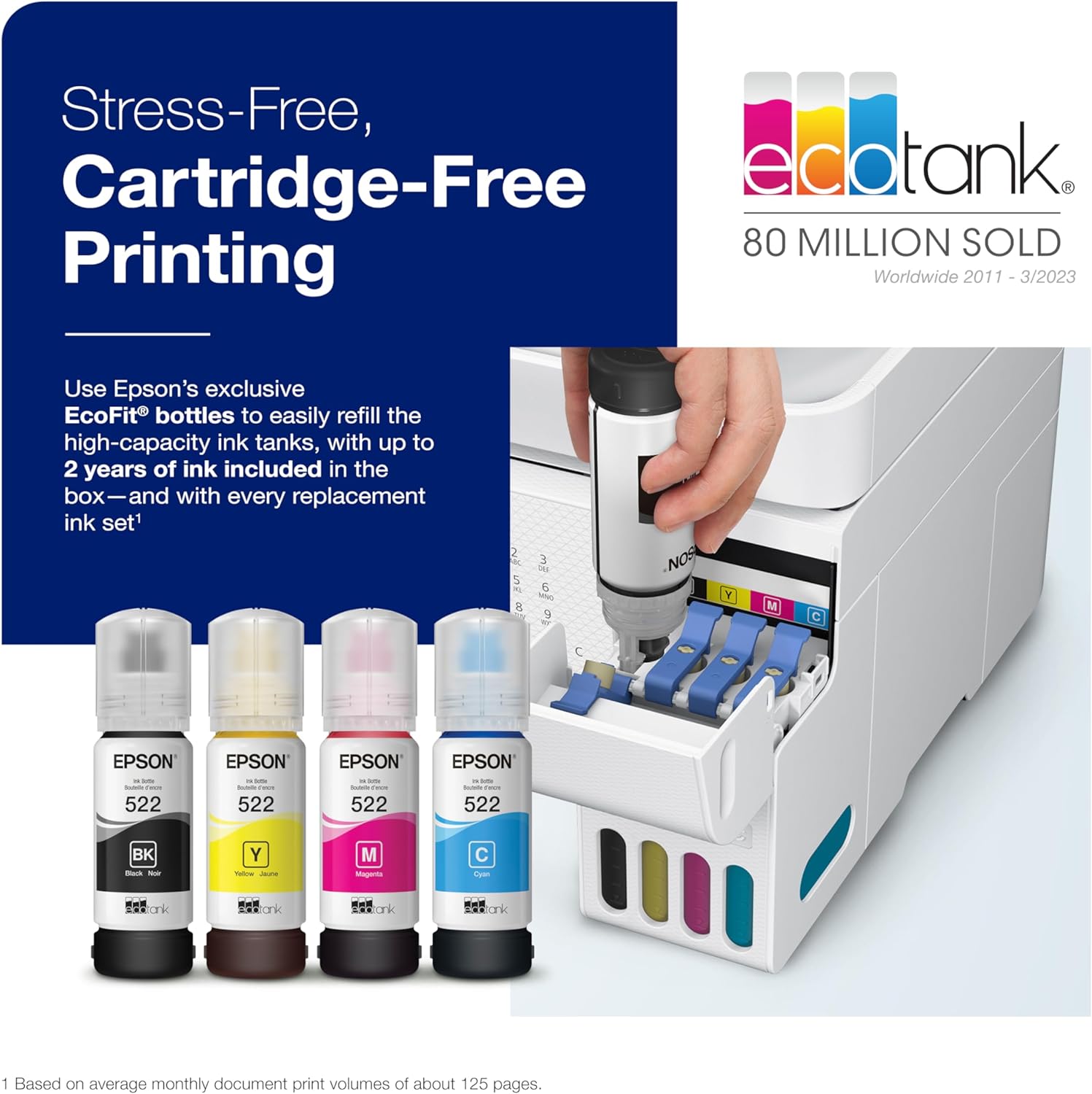 2025 ET-4800 Kabelloser All-in-One-Supertank-Drucker ohne Patronen mit Scanner, Kopierer, Fax, ADF und Ethernet – Ideal für Ihr Home-Office, Weiß