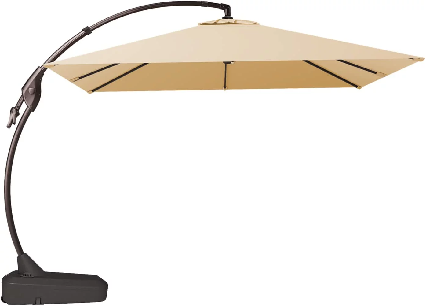 2025 Grand Patio Deluxe Ampelschirm aus Aluminium, rechteckig, mit Ständer, 3 x 3 m, Champagner