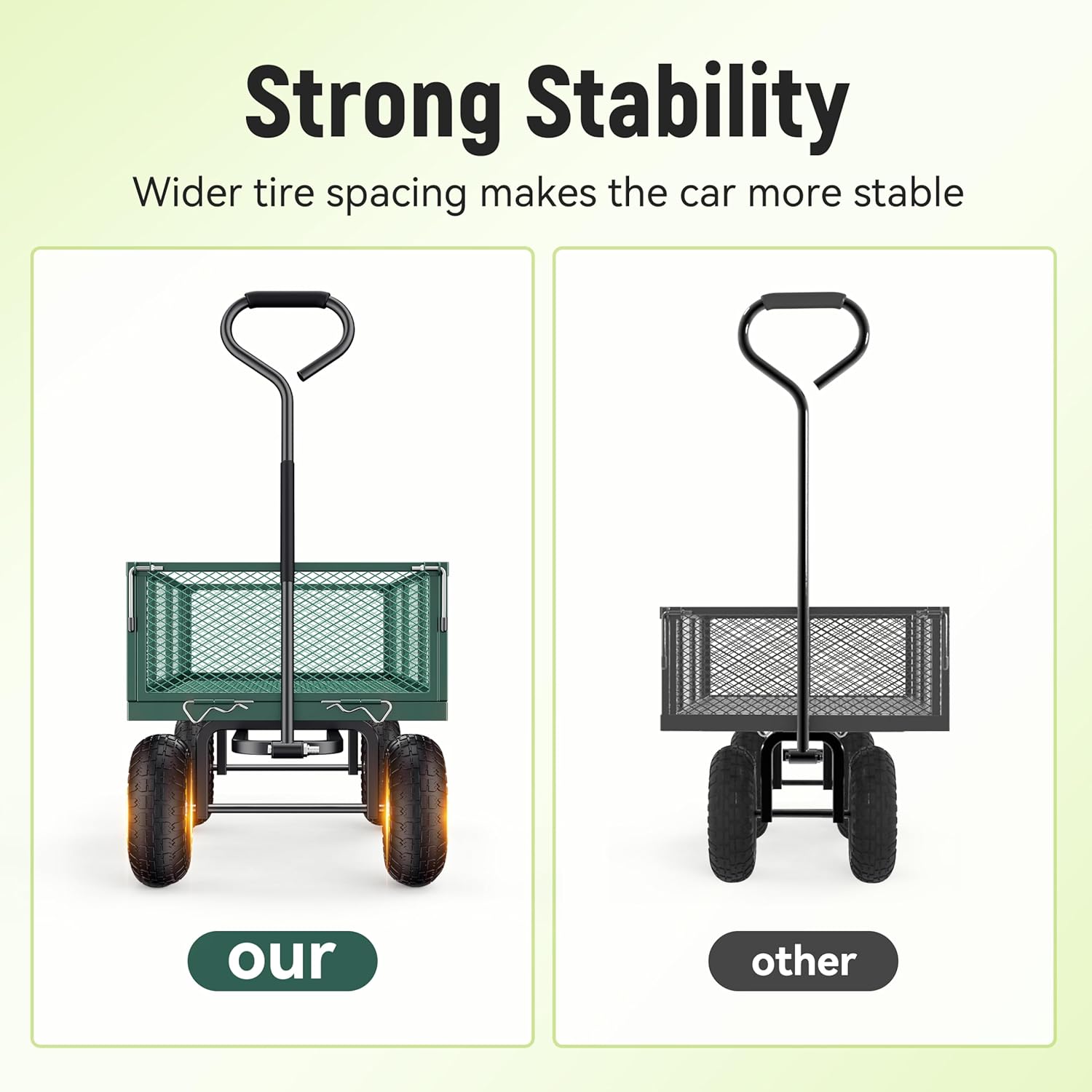 2025 Steel Garden Cart, 2-in-1 1400 lbs Heavy Duty Utility Wagon, with Removable Mesh Sides to Convert into Flatbed, 240° U-Turn 13