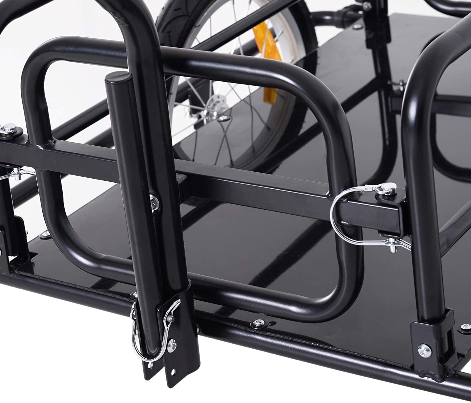 2025 Aosom Faltbarer Fahrradanhänger mit Anhängerkupplung, 36 kg Tragkraft, 40,6 cm Räder, schwarz