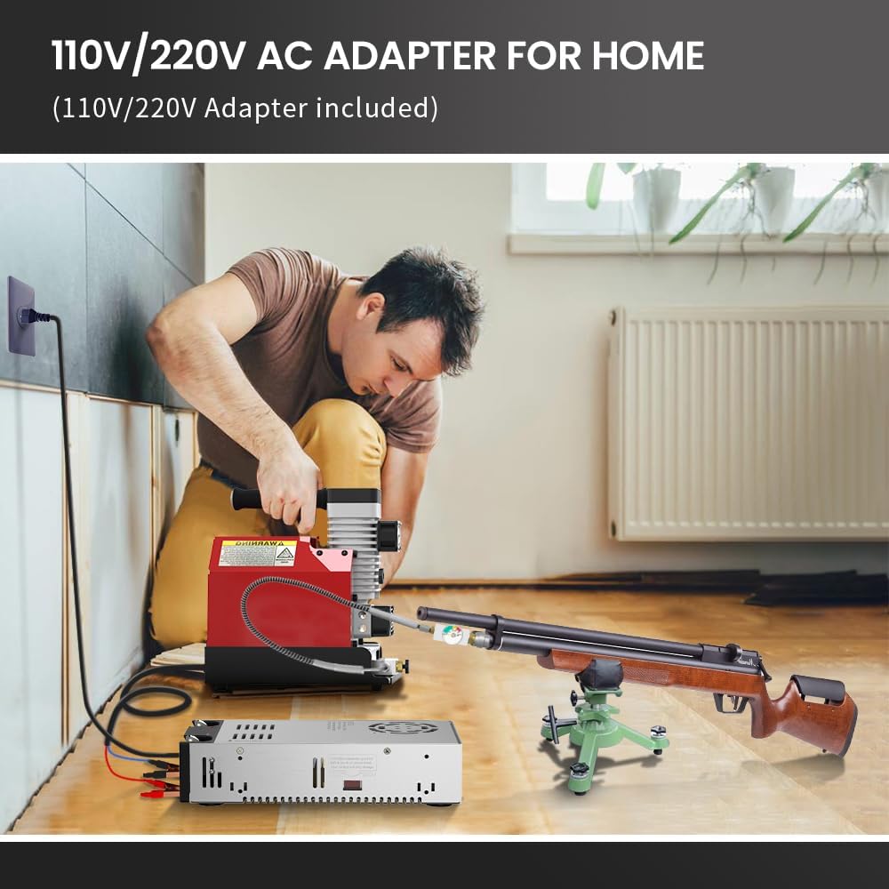 Tragbarer PCP-Luftkompressor CS2, 4500 Psi/30 MPa, ölfrei, Stromversorgung über 12 V Gleichstrom im Auto oder 110 V Wechselstrom zu Hause mit Adapter (im Lieferumfang enthalten), Paintball-Tankkompressor mit zusätzlichem Feuchtigkeits-Ölabscheider