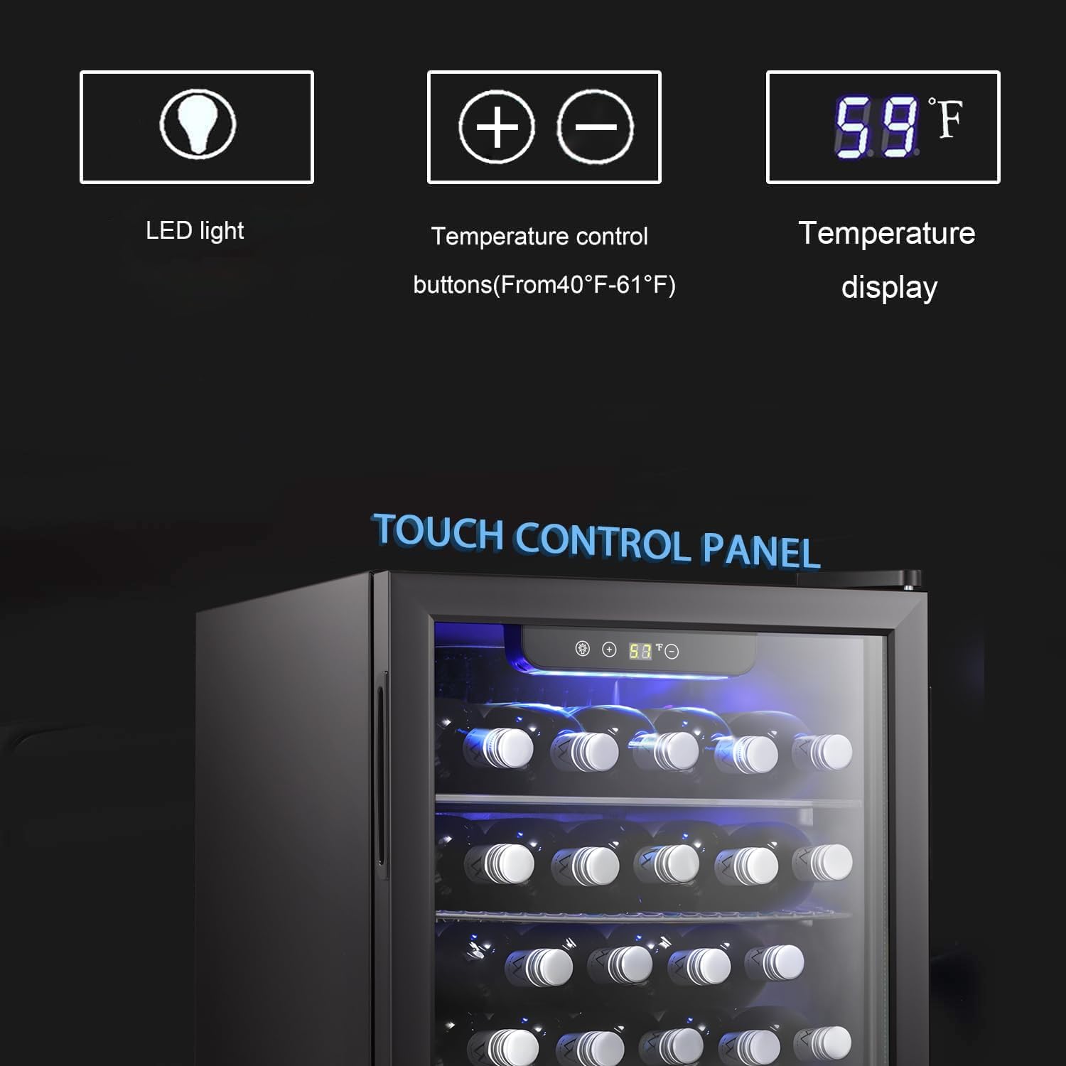 2025 Antarctic Star Weinkühler/-schrank für 36 Flaschen, Getränkekühlschrank, kleiner Mini-Weinkeller, Bier-/Sodabar-Kühlschrank, leiser Betrieb, Kompressor, Temperatureinstellung, freistehend, schwarz, 4,4 Kubikfuß