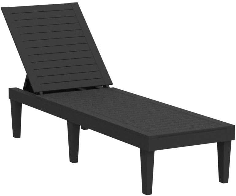 2025 Chaiselongue-Stühle für den Außenbereich, 4er-Set mit verstellbarer Rückenlehne, stabile Liegen für Terrasse und Poolrand, einfache Montage, wasserdicht und leicht mit einer Tragfähigkeit von 120 kg, schwarz