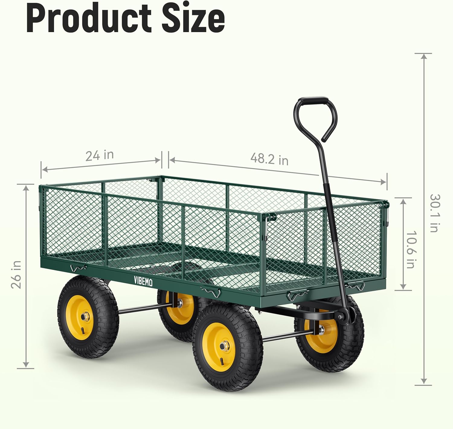 2025 Steel Garden Cart, 2-in-1 1400 lbs Heavy Duty Utility Wagon, with Removable Mesh Sides to Convert into Flatbed, 240° U-Turn 13