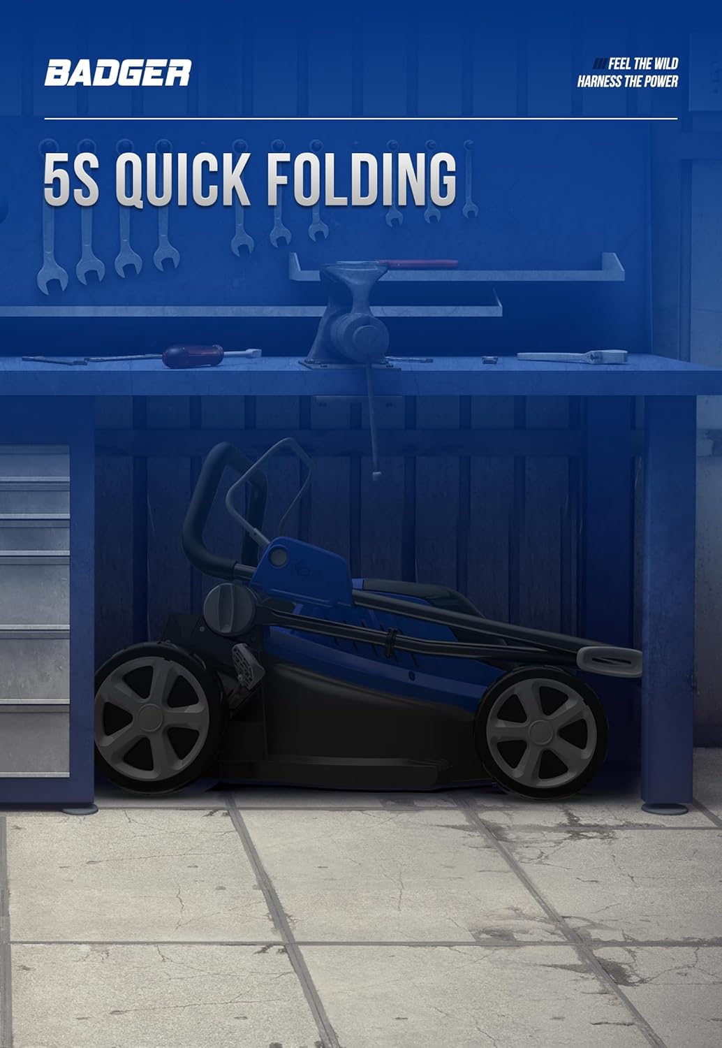 2025 Rasenmäher, 40 V, bürstenlos, 16 Zoll, kabellos, 5 Schnitthöheneinstellungen, elektrischer Rasenmäher, schnell zusammenklappbar in 5 Sekunden, 20 V*2 4,0 Ah Akku und Super-Ladegerät im Lieferumfang enthalten.