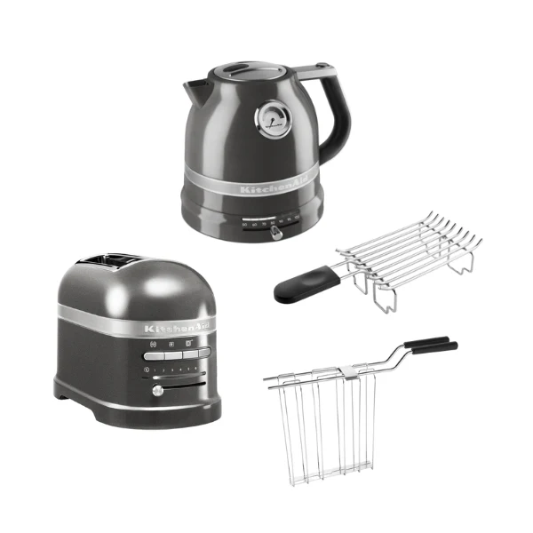 2025 KitchenAid Artisan Frühstücksset inkl. Wasserkocher 5KEK1522, 2 Scheiben Toaster 5KMT2204 und Brötchenaufsatz