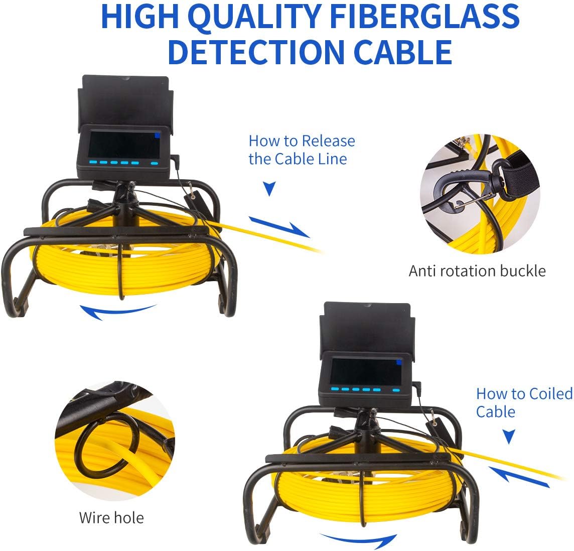 2025 Kanalkamera 100 Fuß, SYANSPAN 17 mm kältebeständige Rohrinspektionskamera, 16 GB DVR-Videoaufzeichnungs-Endoskop mit LED-Leuchten für Klempner, Hausbesitzer (16 GB DVR, 100 Fuß/30 m)
