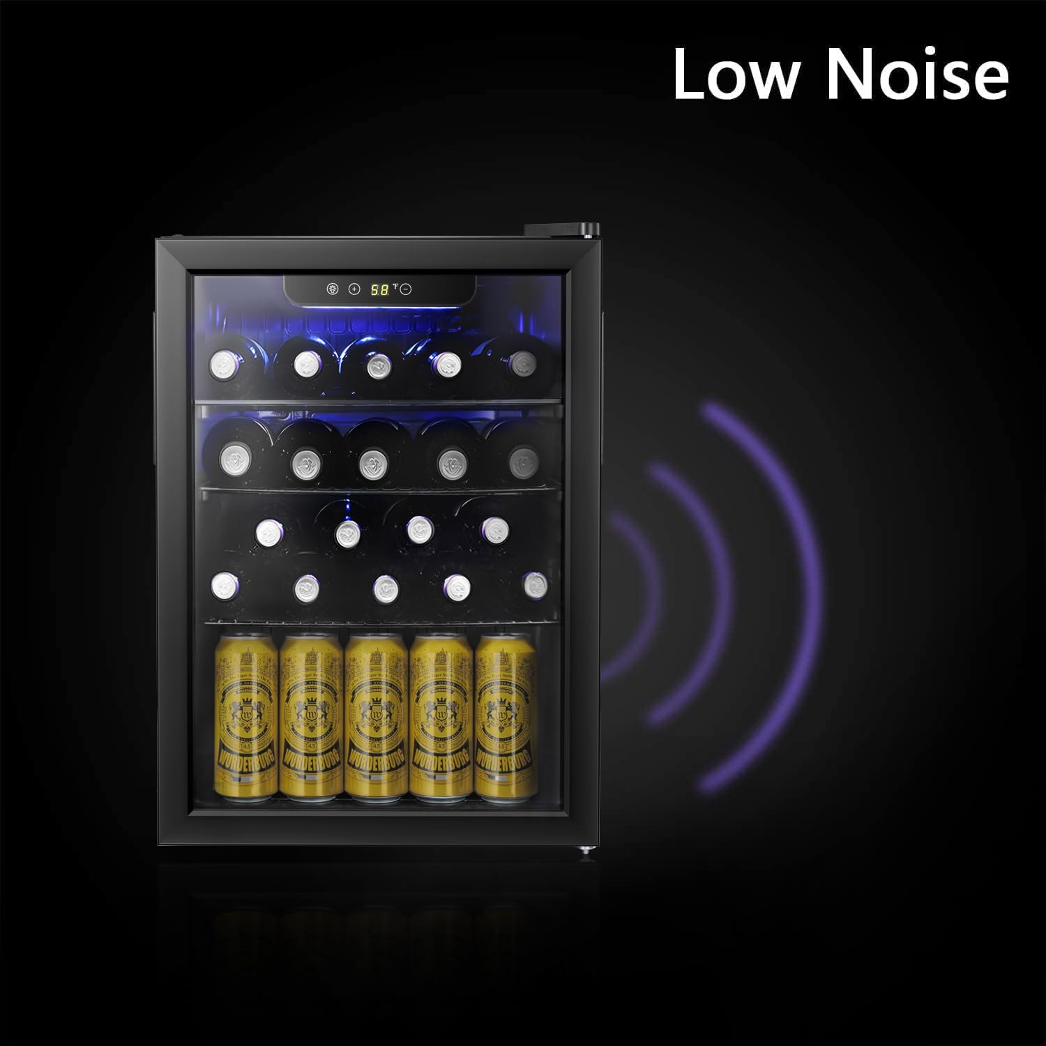 2025 Antarctic Star Weinkühler/-schrank für 36 Flaschen, Getränkekühlschrank, kleiner Mini-Weinkeller, Bier-/Sodabar-Kühlschrank, leiser Betrieb, Kompressor, Temperatureinstellung, freistehend, schwarz, 4,4 Kubikfuß