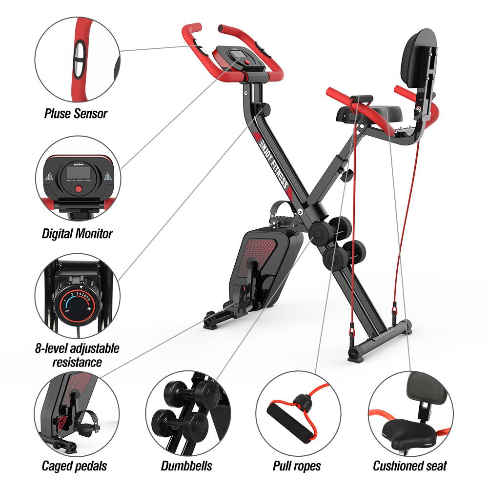 2025 Pooboo 3 In 1 Faltbare Heimtrainer Indoor Cycling Bike Workout 300Lb