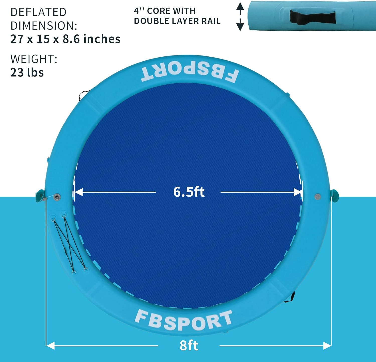2025 Aufblasbares Dock, schwimmende Plattform, 2,44 m aufblasbares Wasserhängematten-Schwimmdeck für See mit Getränkehalter, runder Schwimmring, Schwimmfloß, Liegeinsel, Plattformpolster