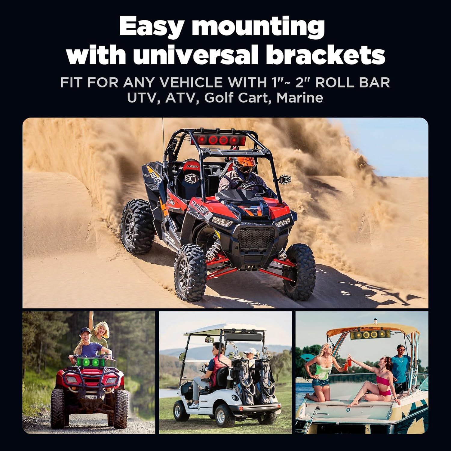 2025 25-Zoll-UTV-Soundbar, ATV-SoundBar Bluetooth mit RGB-Beleuchtung, verstärkte Soundbar, wasserdichte Golfwagen-Soundbar, UTV-Lautsprecher kompatibel mit Polaris RZR Can-Am