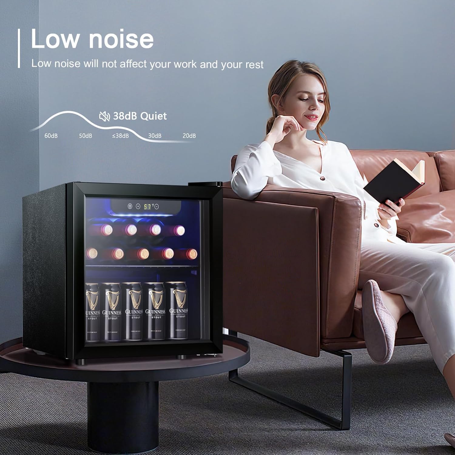 2025 Antarctic Star Weinkühler/-schrank für 36 Flaschen, Getränkekühlschrank, kleiner Mini-Weinkeller, Bier-/Sodabar-Kühlschrank, leiser Betrieb, Kompressor, Temperatureinstellung, freistehend, schwarz, 4,4 Kubikfuß