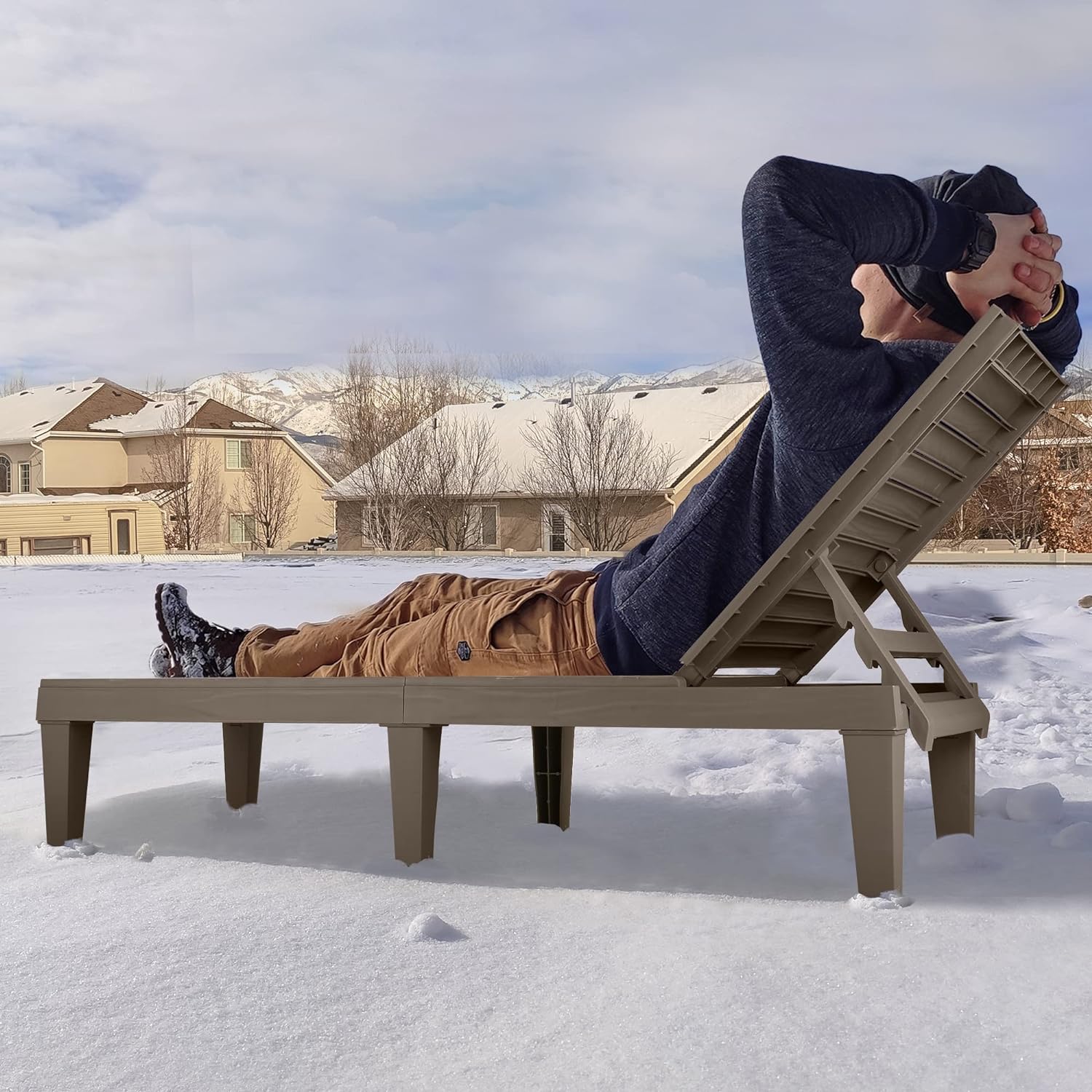 2025 Chaiselongue-Stühle für den Außenbereich, 4er-Set mit verstellbarer Rückenlehne, stabile Liegen für Terrasse und Poolrand, einfache Montage, wasserdicht und leicht mit einer Tragfähigkeit von 120 kg, schwarz