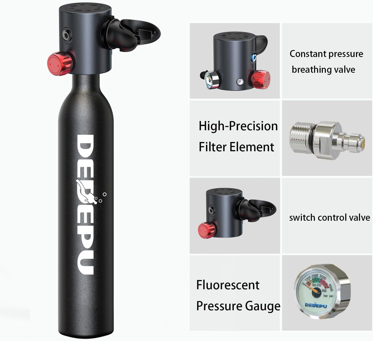 2025 Tauchflasche, 0,5 l Mini-Tauchflasche mit konstantem Druck, Tauchflaschen mit An-/Aus-Ventil, 5–10 Minuten Unterwasserfähigkeit, tragbare Mini-Tauchflaschen, Tauchflaschen mit Pumpe