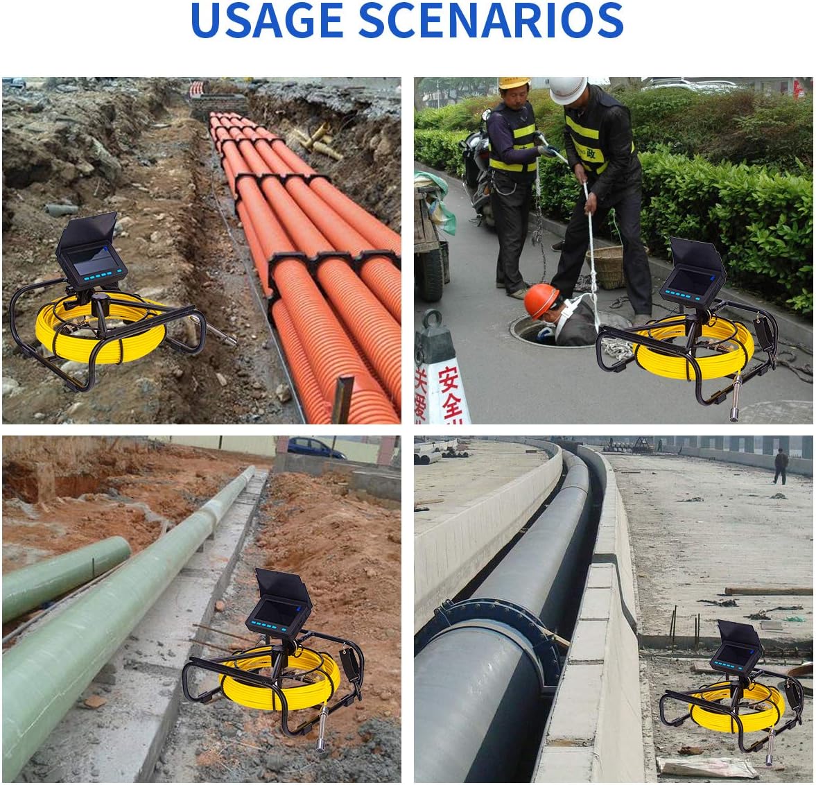 2025 Kanalkamera 100 Fuß, SYANSPAN 17 mm kältebeständige Rohrinspektionskamera, 16 GB DVR-Videoaufzeichnungs-Endoskop mit LED-Leuchten für Klempner, Hausbesitzer (16 GB DVR, 100 Fuß/30 m)