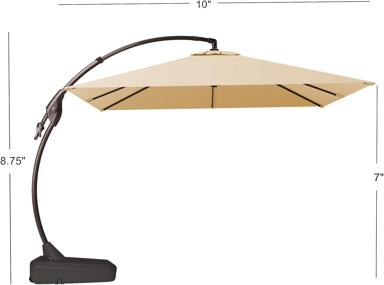 2025 Grand Patio Deluxe Ampelschirm aus Aluminium, rechteckig, mit Ständer, 3 x 3 m, Champagner