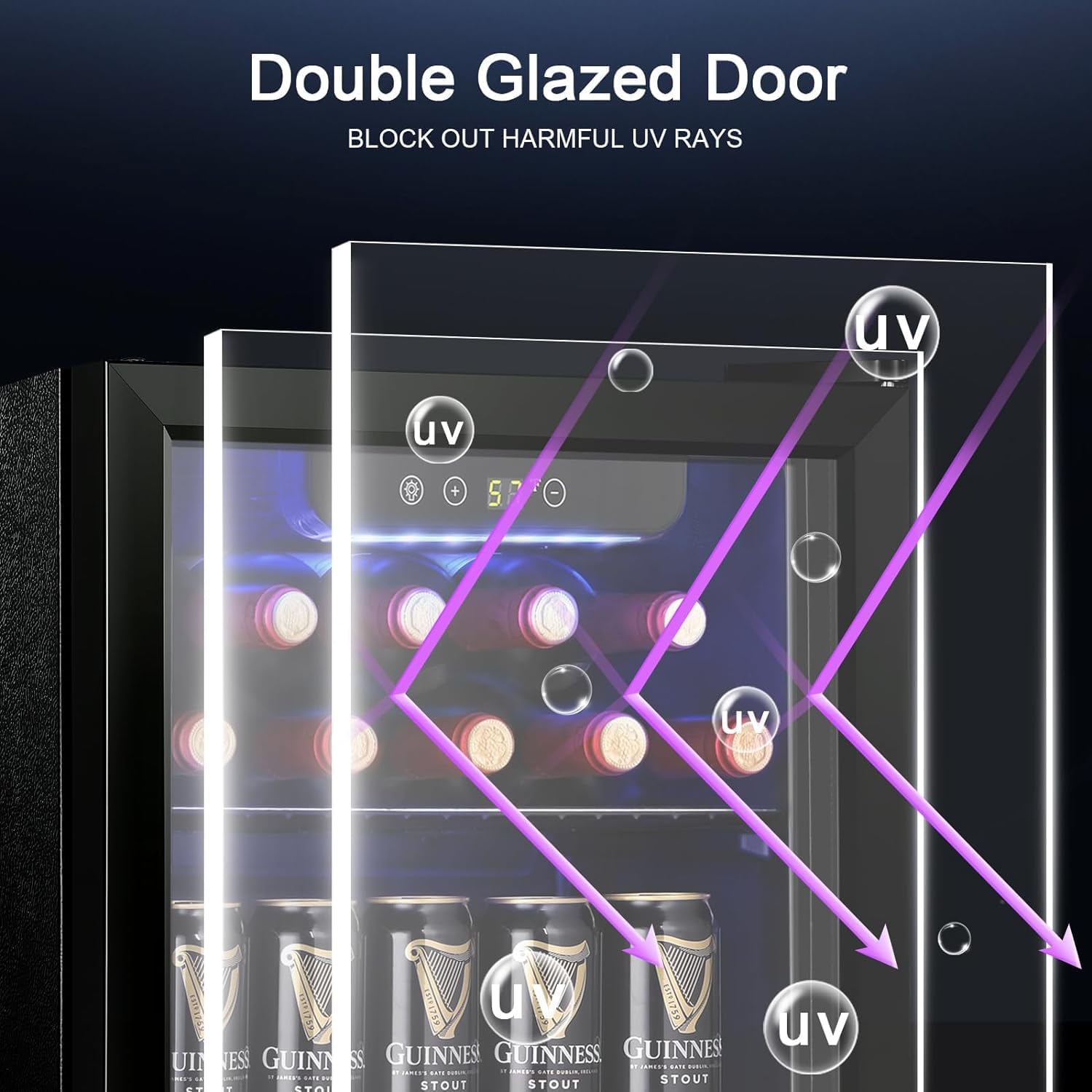 2025 Antarctic Star Weinkühler/-schrank für 36 Flaschen, Getränkekühlschrank, kleiner Mini-Weinkeller, Bier-/Sodabar-Kühlschrank, leiser Betrieb, Kompressor, Temperatureinstellung, freistehend, schwarz, 4,4 Kubikfuß