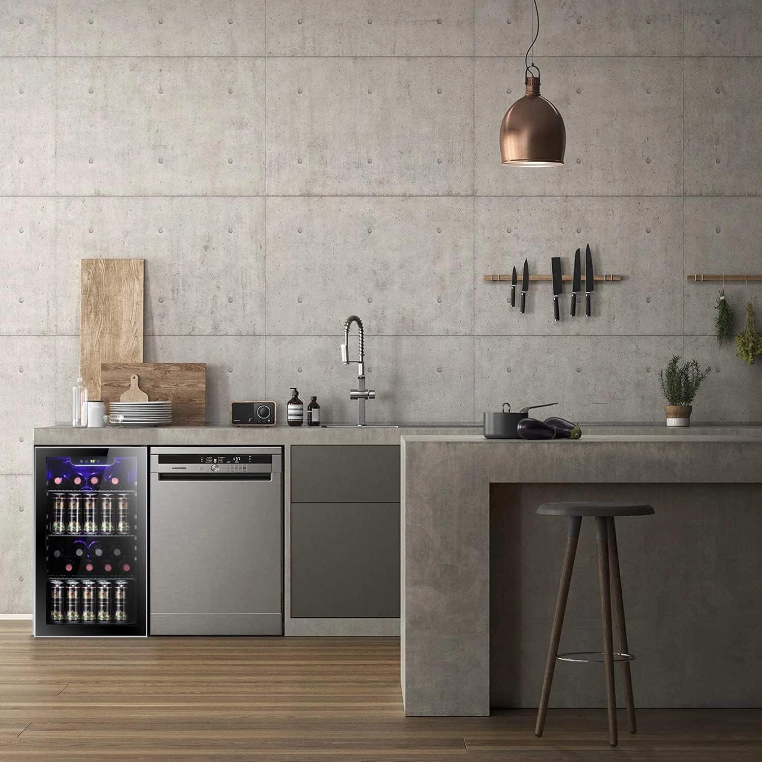 2025 Antarctic Star Weinkühler/-schrank für 36 Flaschen, Getränkekühlschrank, kleiner Mini-Weinkeller, Bier-/Sodabar-Kühlschrank, leiser Betrieb, Kompressor, Temperatureinstellung, freistehend, schwarz, 4,4 Kubikfuß