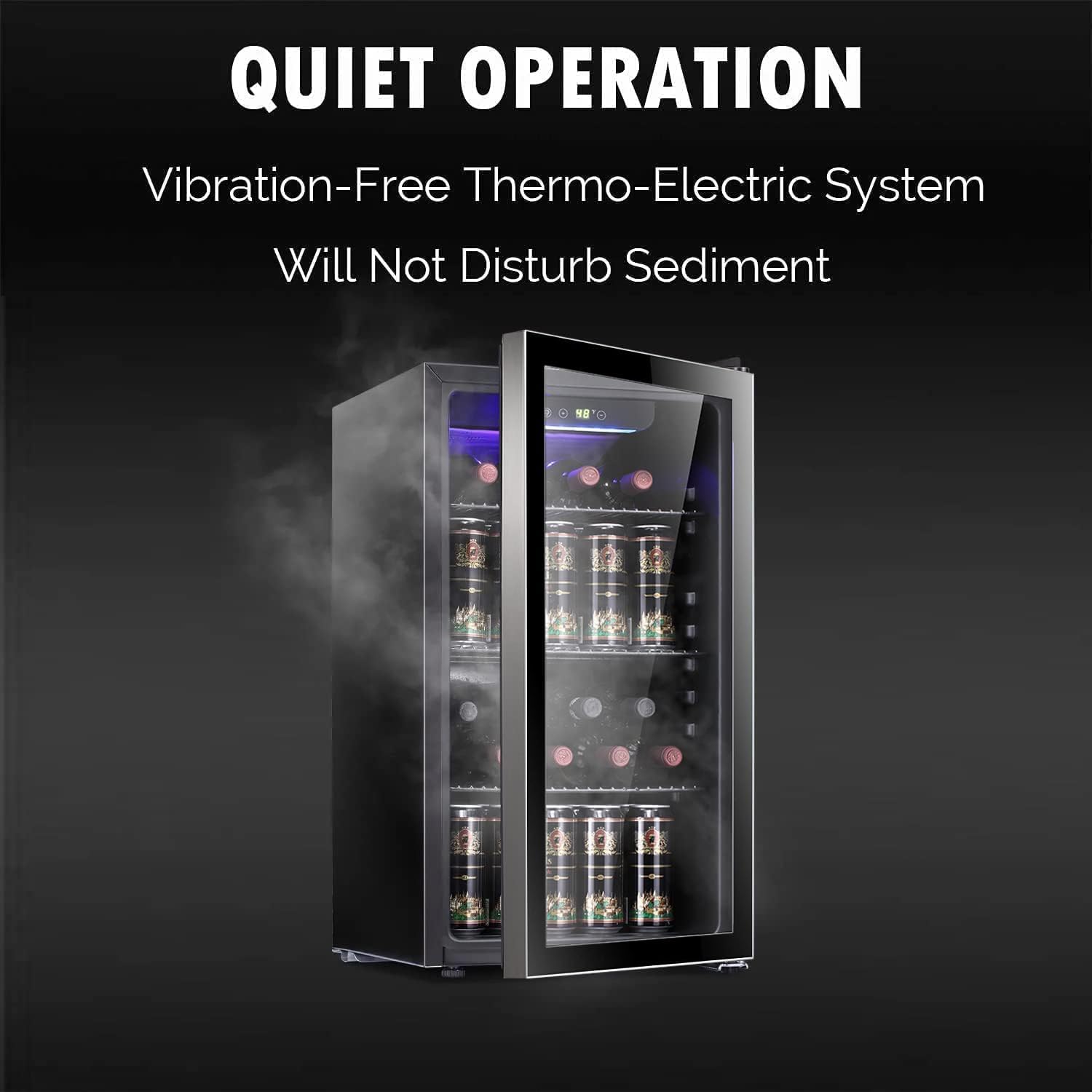 2025 Antarctic Star Weinkühler/-schrank für 36 Flaschen, Getränkekühlschrank, kleiner Mini-Weinkeller, Bier-/Sodabar-Kühlschrank, leiser Betrieb, Kompressor, Temperatureinstellung, freistehend, schwarz, 4,4 Kubikfuß