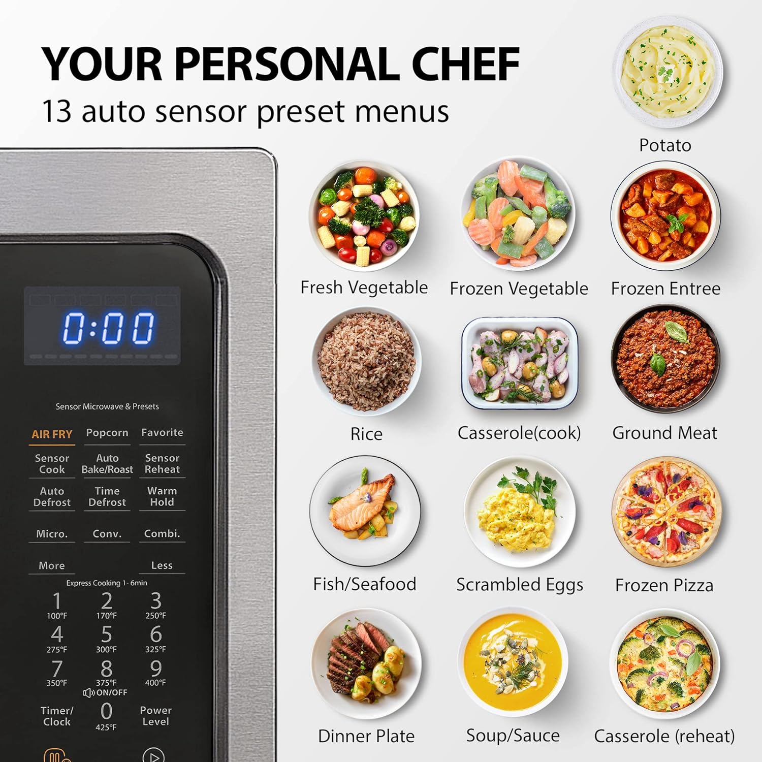 2025 TOSHIBA 4-in-1 ML-EC42P(SS) Mikrowellenherd für die Arbeitsplatte, Smart Sensor, Konvektion, Heißluftfritteuse-Kombination, Stummschaltfunktion, Positionsspeicher, 13,6