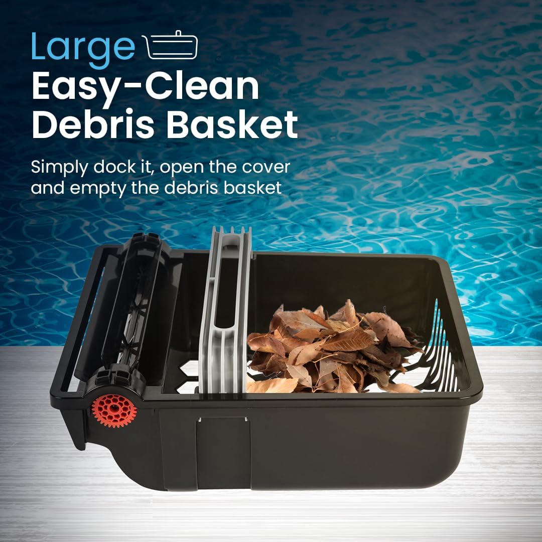 2025 Solarbetriebener automatischer Roboter-Skimmer-Reiniger für Pools mit 30 Stunden kontinuierlicher Reinigungsleistung durch Akkubetrieb und überarbeiteten, salz- und chlortoleranten Twin-Motoren (weiß)