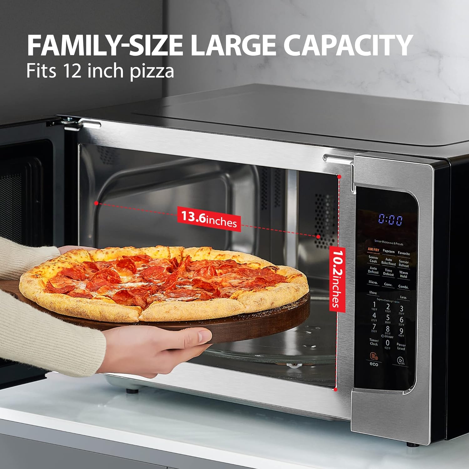 2025 TOSHIBA 4-in-1 ML-EC42P(SS) Mikrowellenherd für die Arbeitsplatte, Smart Sensor, Konvektion, Heißluftfritteuse-Kombination, Stummschaltfunktion, Positionsspeicher, 13,6