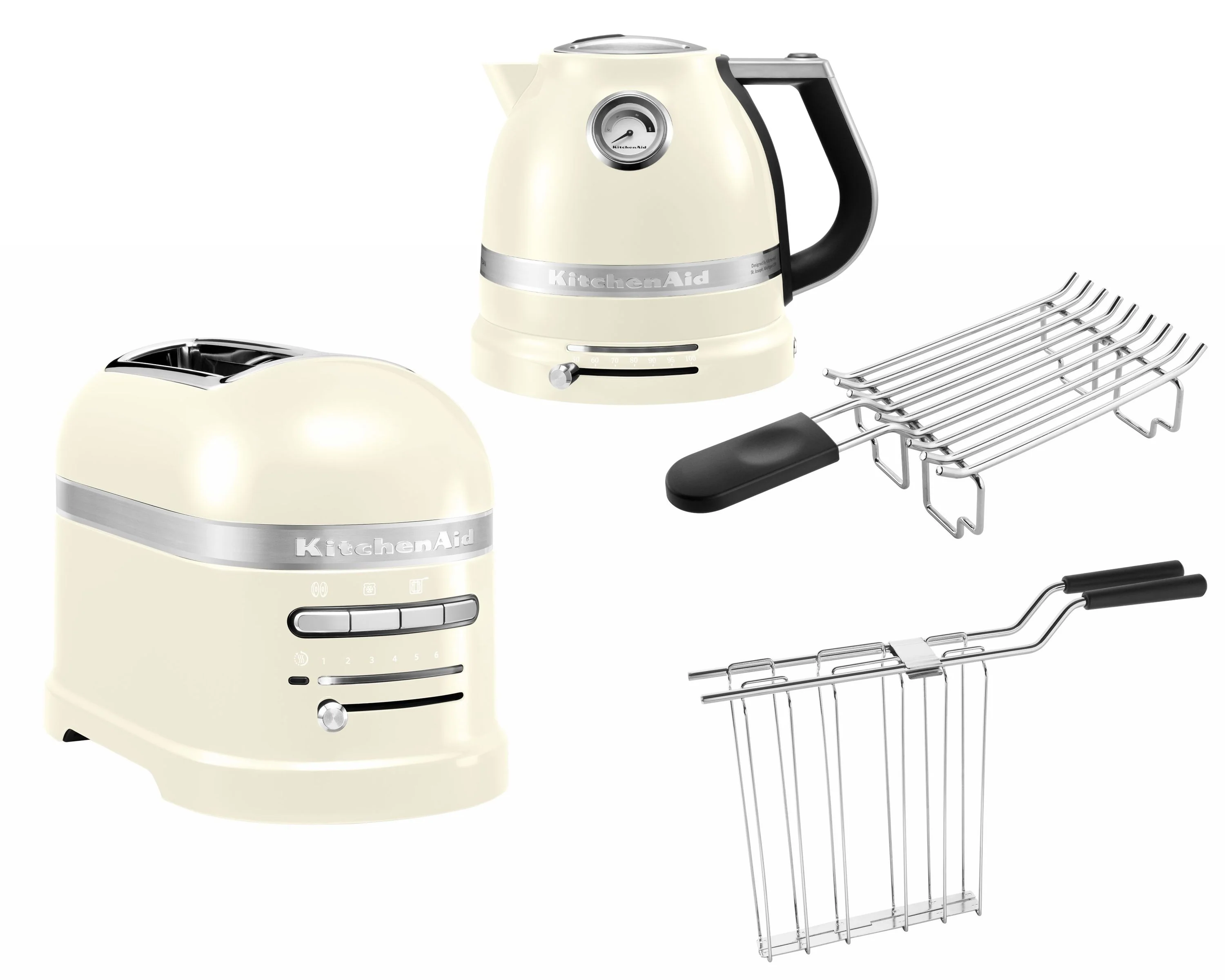 2025 KitchenAid Artisan Frühstücksset inkl. Wasserkocher 5KEK1522, 2 Scheiben Toaster 5KMT2204 und Brötchenaufsatz