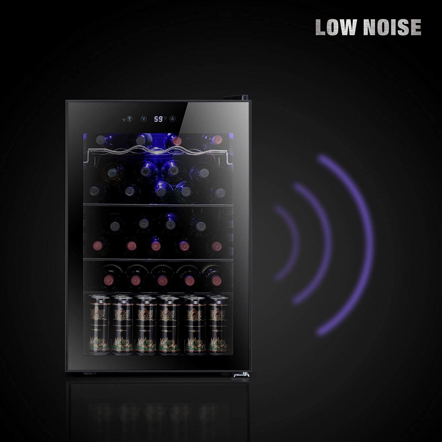 2025 Antarctic Star Weinkühler/-schrank für 36 Flaschen, Getränkekühlschrank, kleiner Mini-Weinkeller, Bier-/Sodabar-Kühlschrank, leiser Betrieb, Kompressor, Temperatureinstellung, freistehend, schwarz, 4,4 Kubikfuß