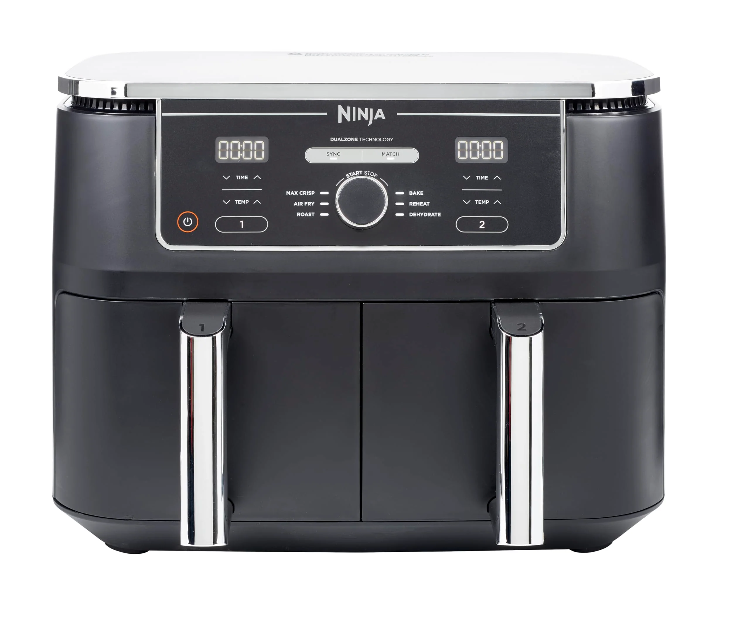 2025 Ninja Foodi MAX Dual Zone Digitale Heißluftfritteuse, 9,5L Airfryer, 2 Fächer, Antihaftbeschichtung, spülmaschinenfeste Körbe, 6-in-1, 8 Portionen, Schwarz AF400EU