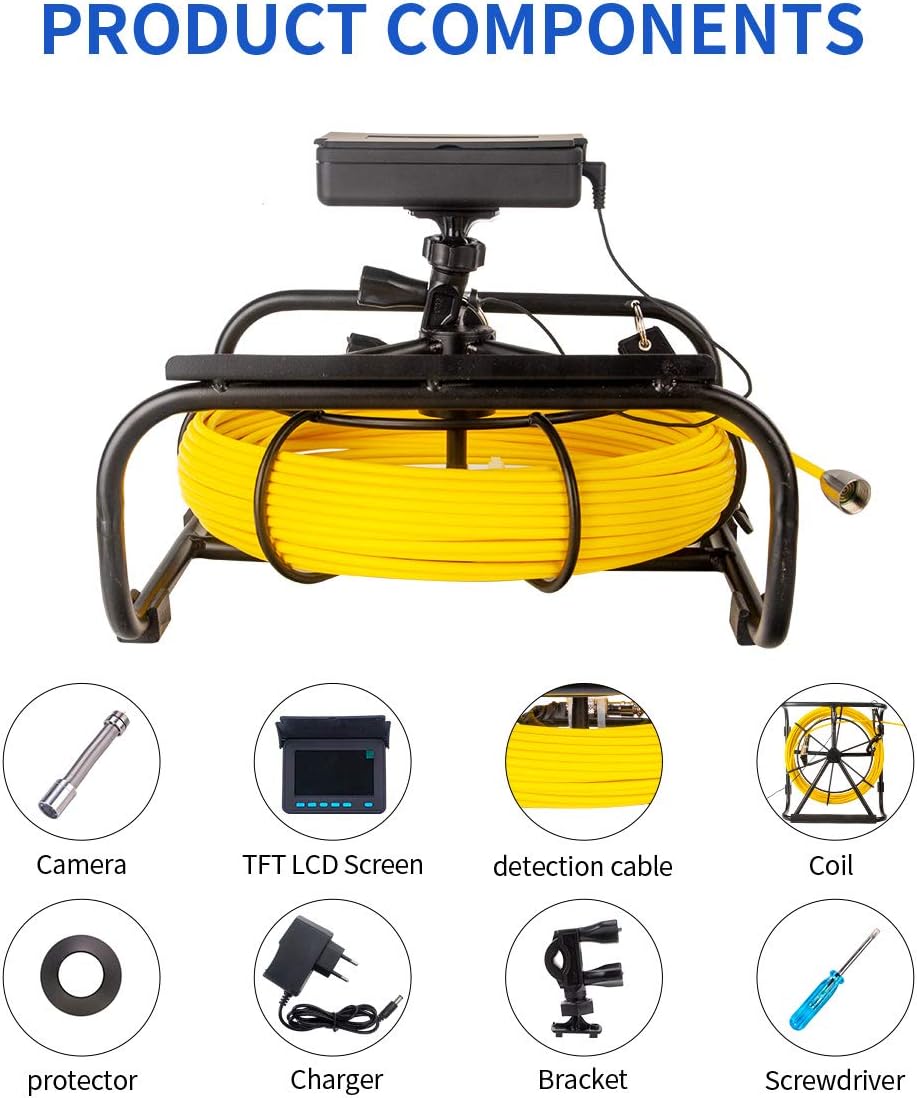 2025 Kanalkamera 100 Fuß, SYANSPAN 17 mm kältebeständige Rohrinspektionskamera, 16 GB DVR-Videoaufzeichnungs-Endoskop mit LED-Leuchten für Klempner, Hausbesitzer (16 GB DVR, 100 Fuß/30 m)