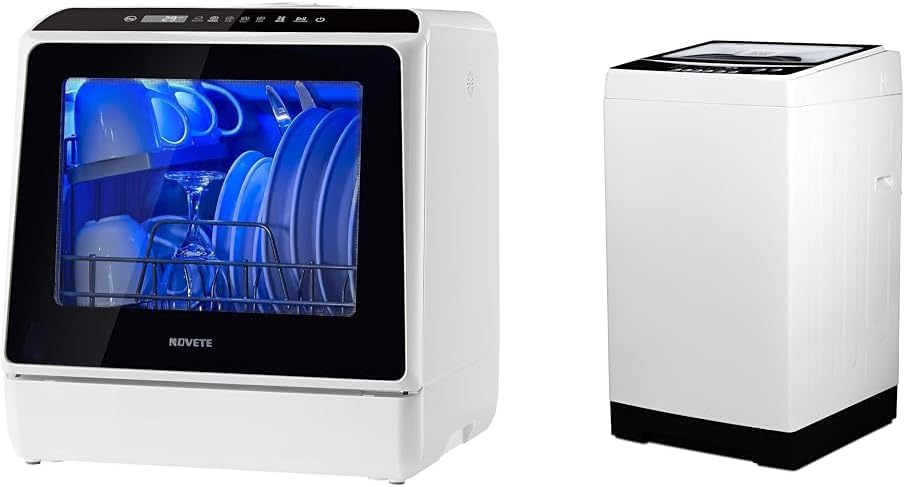 2025 Tragbarer Tischgeschirrspüler, Kompaktgeschirrspüler mit 5 l integriertem Wassertank und Zulaufschlauch, 5 Spülprogrammen, Babypflege, Lufttrocknungsfunktion und LED-Licht für kleine Wohnungen