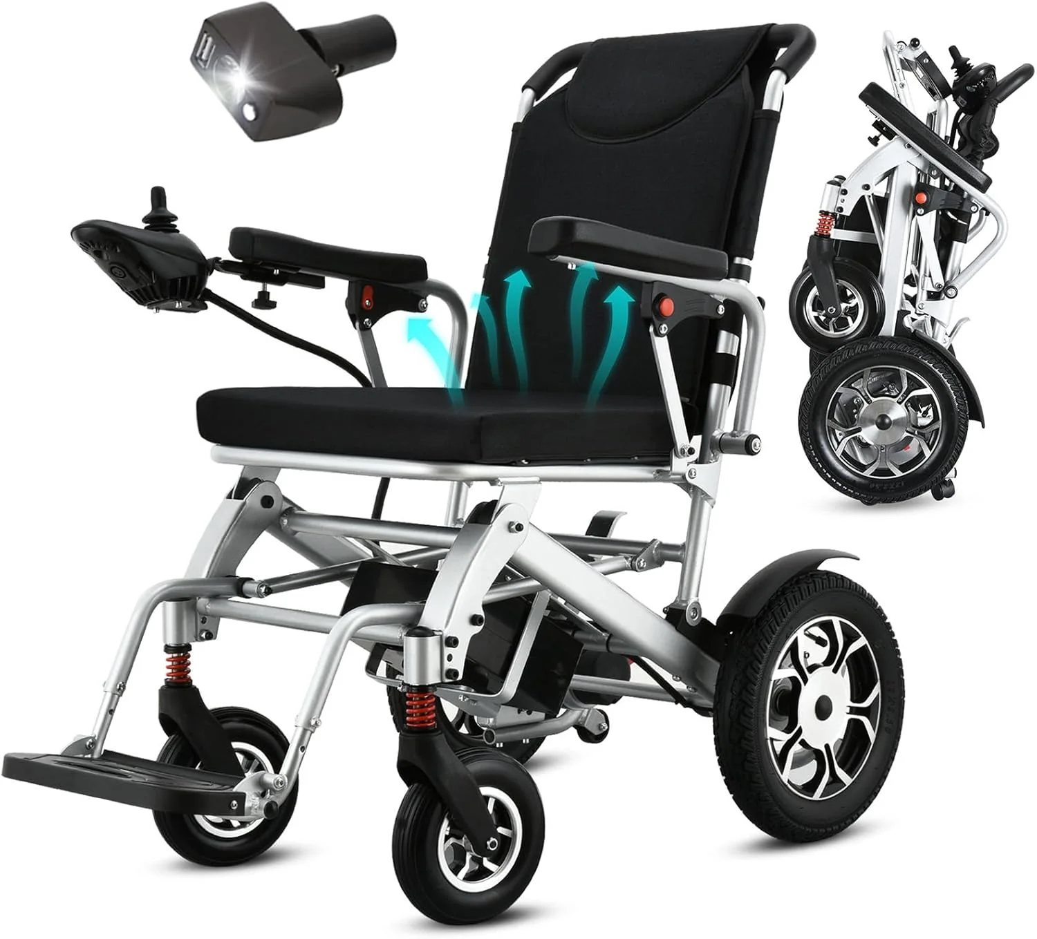 2025 WEYRAL 50cm Breite Sitz Elektrischer Rollstuhl für Erwachsene,mit Schutzhülle, Leichter Elektro Rollstuhl bis 150kg,40km Lange Elektrorollstuhl, Elektro Rollstuhl für Senioren