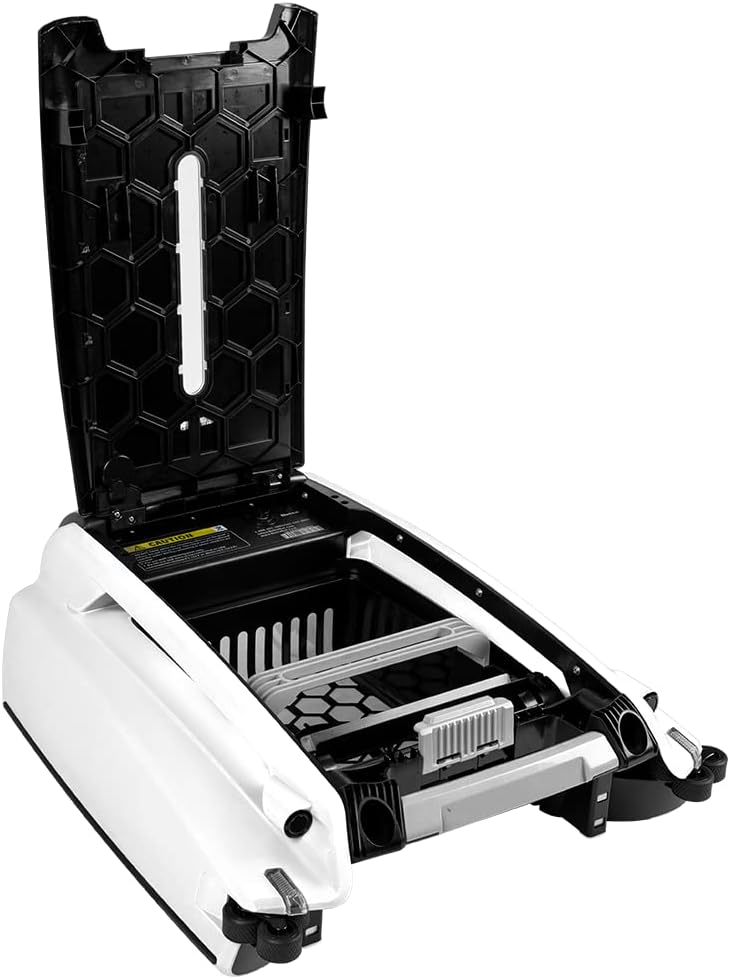 2025 Solarbetriebener automatischer Roboter-Skimmer-Reiniger für Pools mit 30 Stunden kontinuierlicher Reinigungsleistung durch Akkubetrieb und überarbeiteten, salz- und chlortoleranten Twin-Motoren (weiß)