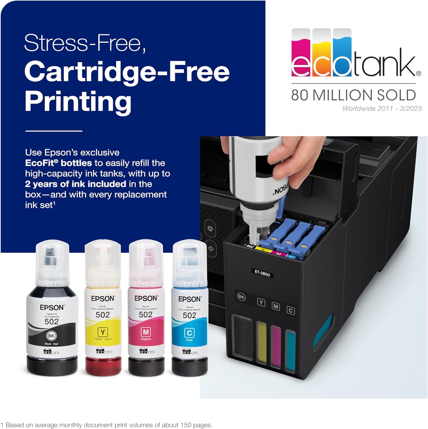 2025 ET-4800 Kabelloser All-in-One-Supertank-Drucker ohne Patronen mit Scanner, Kopierer, Fax, ADF und Ethernet – Ideal für Ihr Home-Office, Weiß