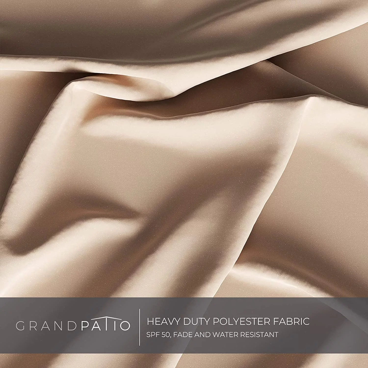 2025 Grand Patio Deluxe Ampelschirm aus Aluminium, rechteckig, mit Ständer, 3 x 3 m, Champagner