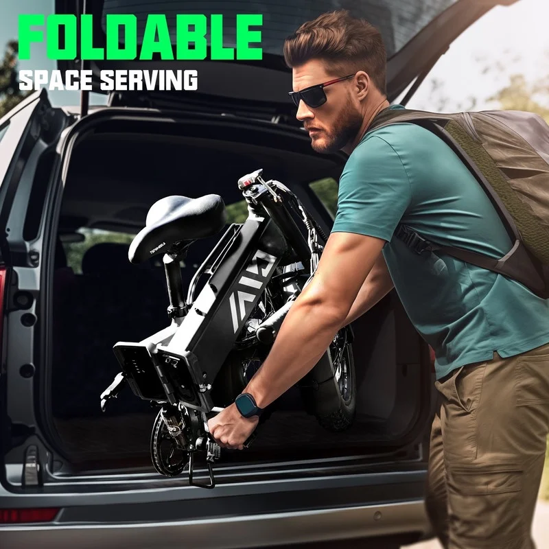 2025 TST Electric Bike, 4.0 Fat Tire Foldable Ebike, 48V 13Ah Batterie, 750W Electric Commuter Bicycle mit LCD, 20“ One-Step Folding Electric City Bike für Männer Frauen, Schwarz