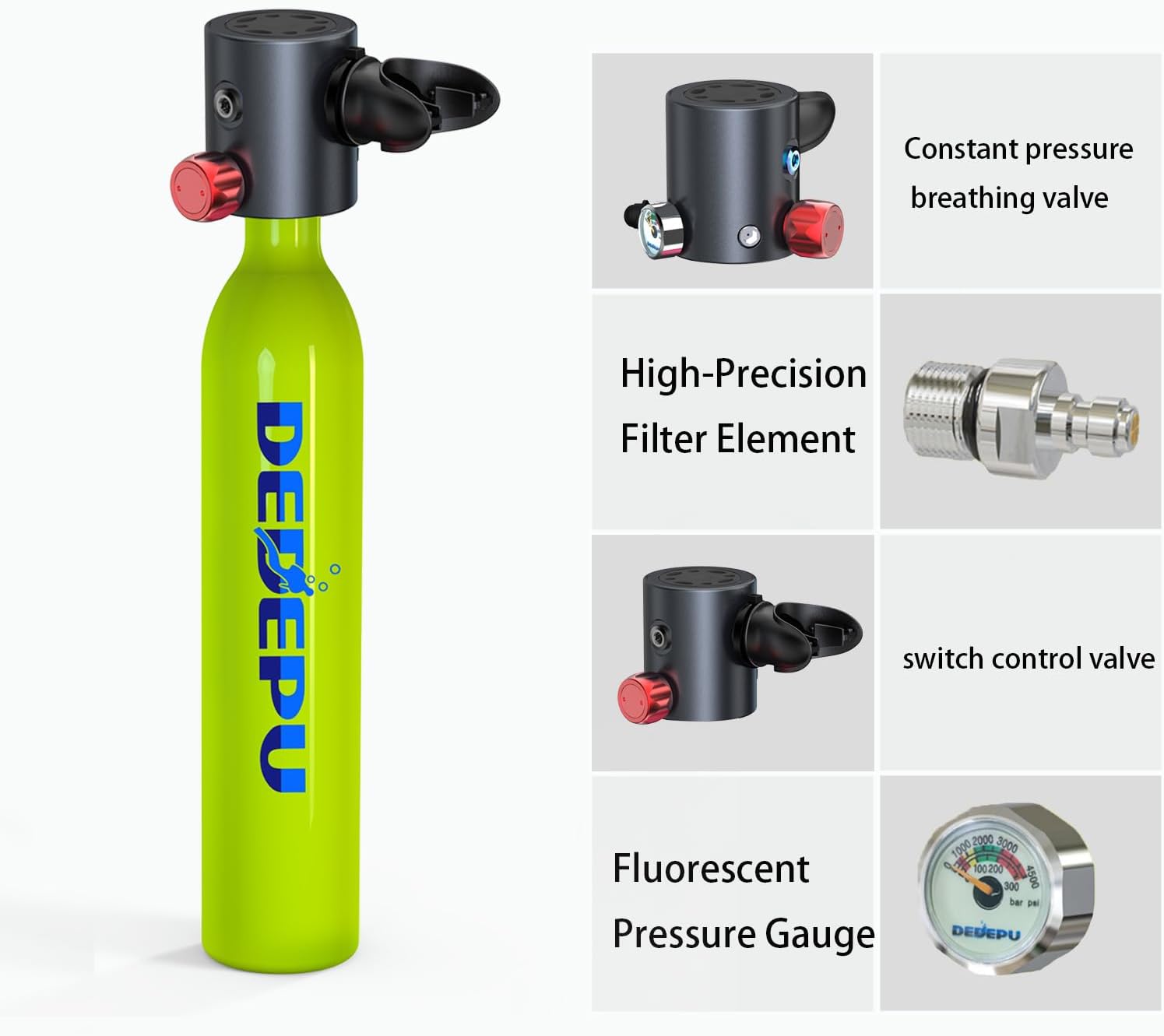 2025 Tauchflasche, 0,5 l Mini-Tauchflasche mit konstantem Druck, Tauchflaschen mit An-/Aus-Ventil, 5–10 Minuten Unterwasserfähigkeit, tragbare Mini-Tauchflaschen, Tauchflaschen mit Pumpe