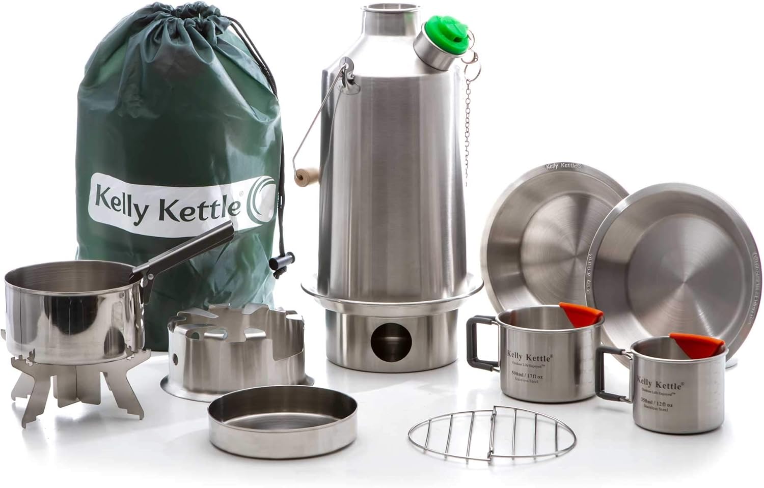 2025 Kelly Kettle Ultimate Base Camp Kit – 54 oz großer Campingkessel aus Edelstahl, leichter Campingkessel mit Pfeife, Kelly Kettle-Kocher zum Angeln, Jagen, Wandern